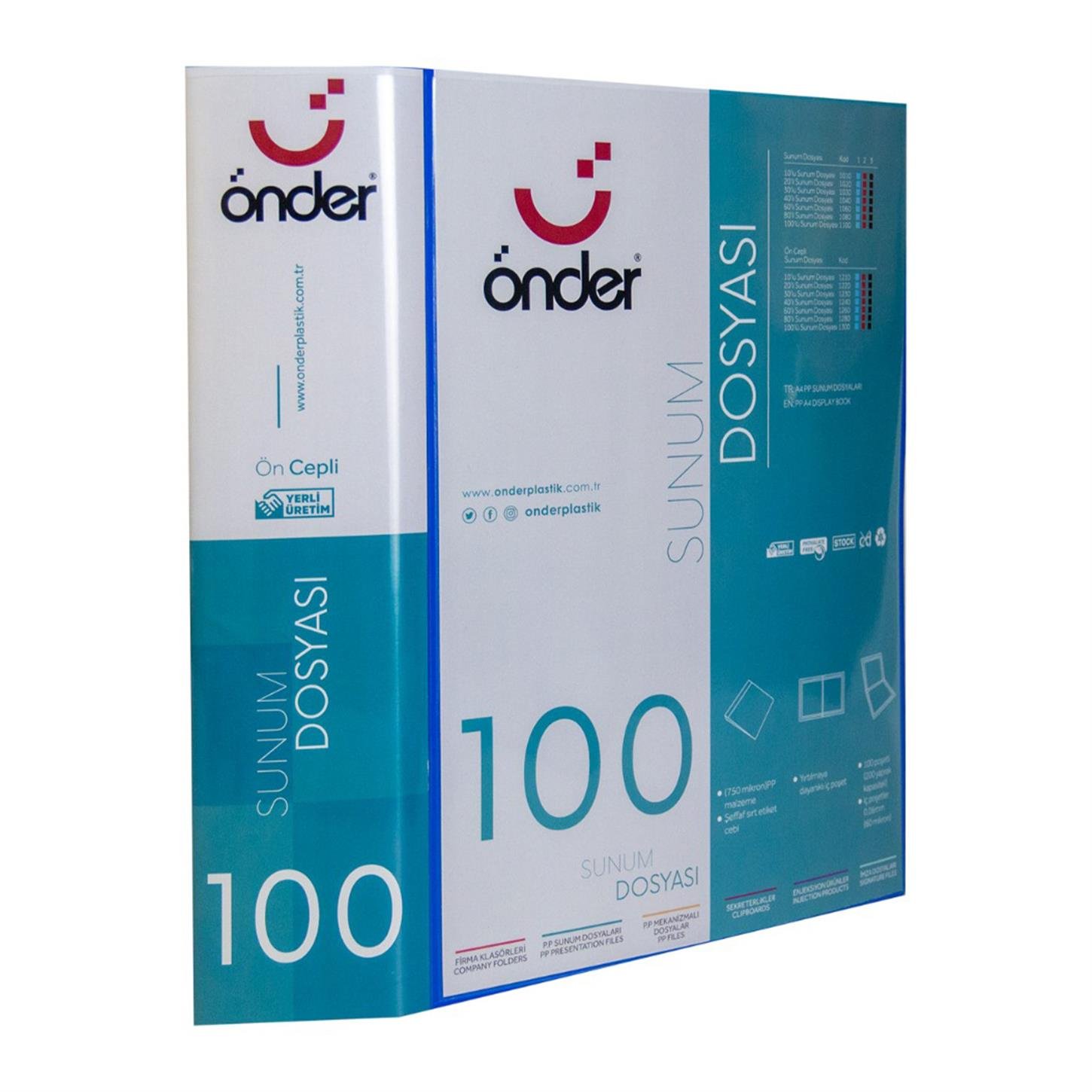 Önder Ön Cepli Sunum Dosyası, Poşetli, 100lü, Mav