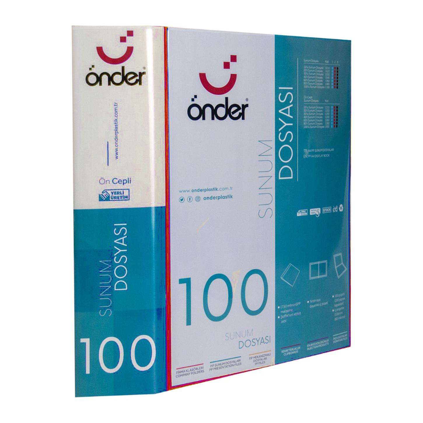 Önder Ön Cepli Sunum Dosyası, Poşetli, 100lü, Krm