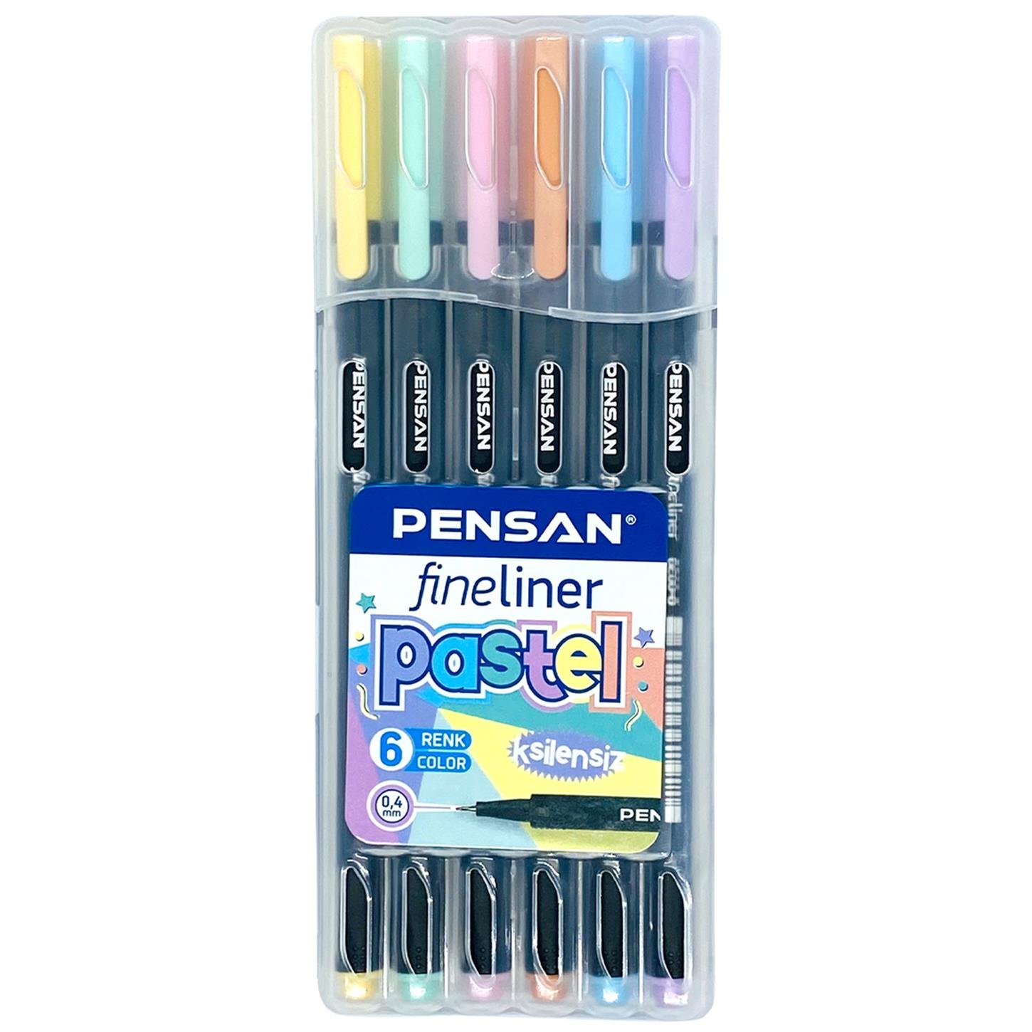 Pensan 6200 Fıneliner Keçe Uçlu Kalem Pastel Renk  6lı Plastik Kutu