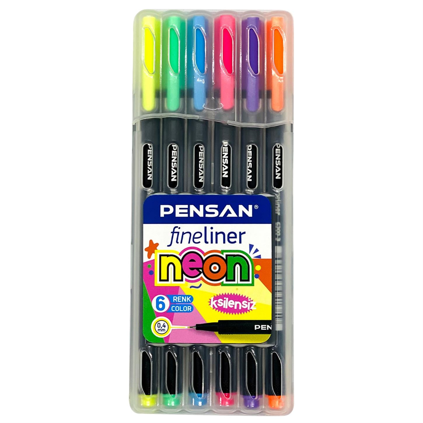 Pensan 6300 Fıneliner Keçe Uçlu Kalem Neon Renk  6lı Plastik Kutu