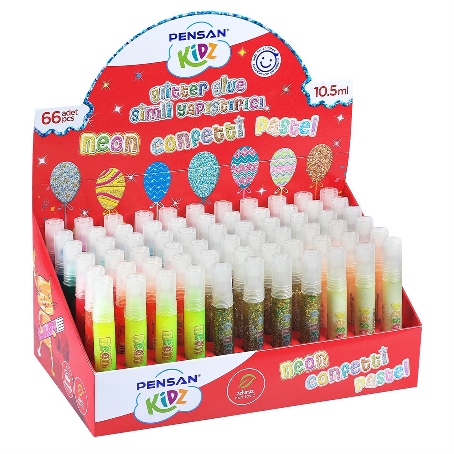 Pensan Kidz Neon-Pastel Confetti Simli Yapıştırıcı