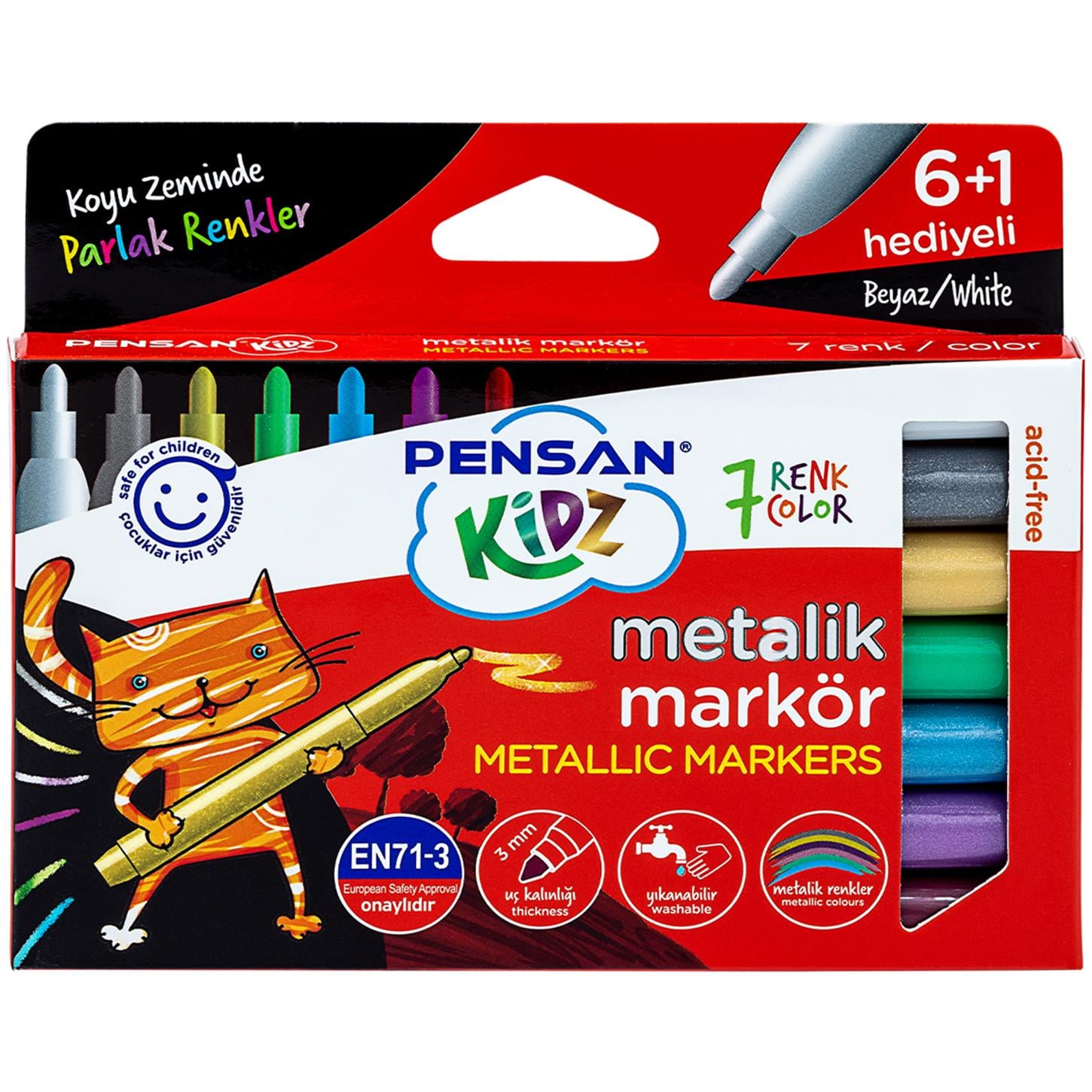 Pensan Kidz Temizlenebilir Metalik M By Kl, 7 Renk