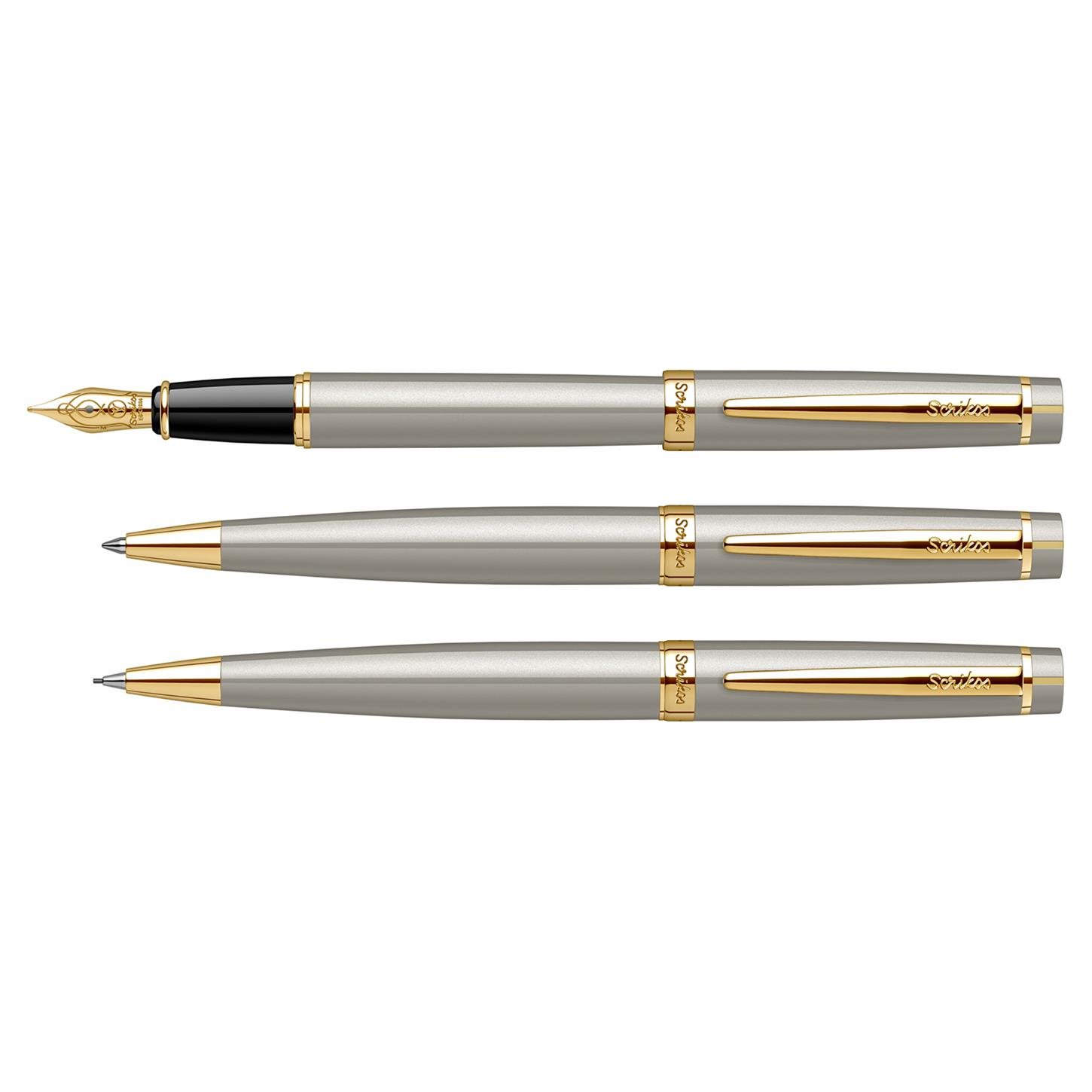 Scrikss Elegance Honour 38 3lü Set Dolma Kalem- Tükenmez Kalem-Versatil (Uçlu) Kalem Saten Gövde A