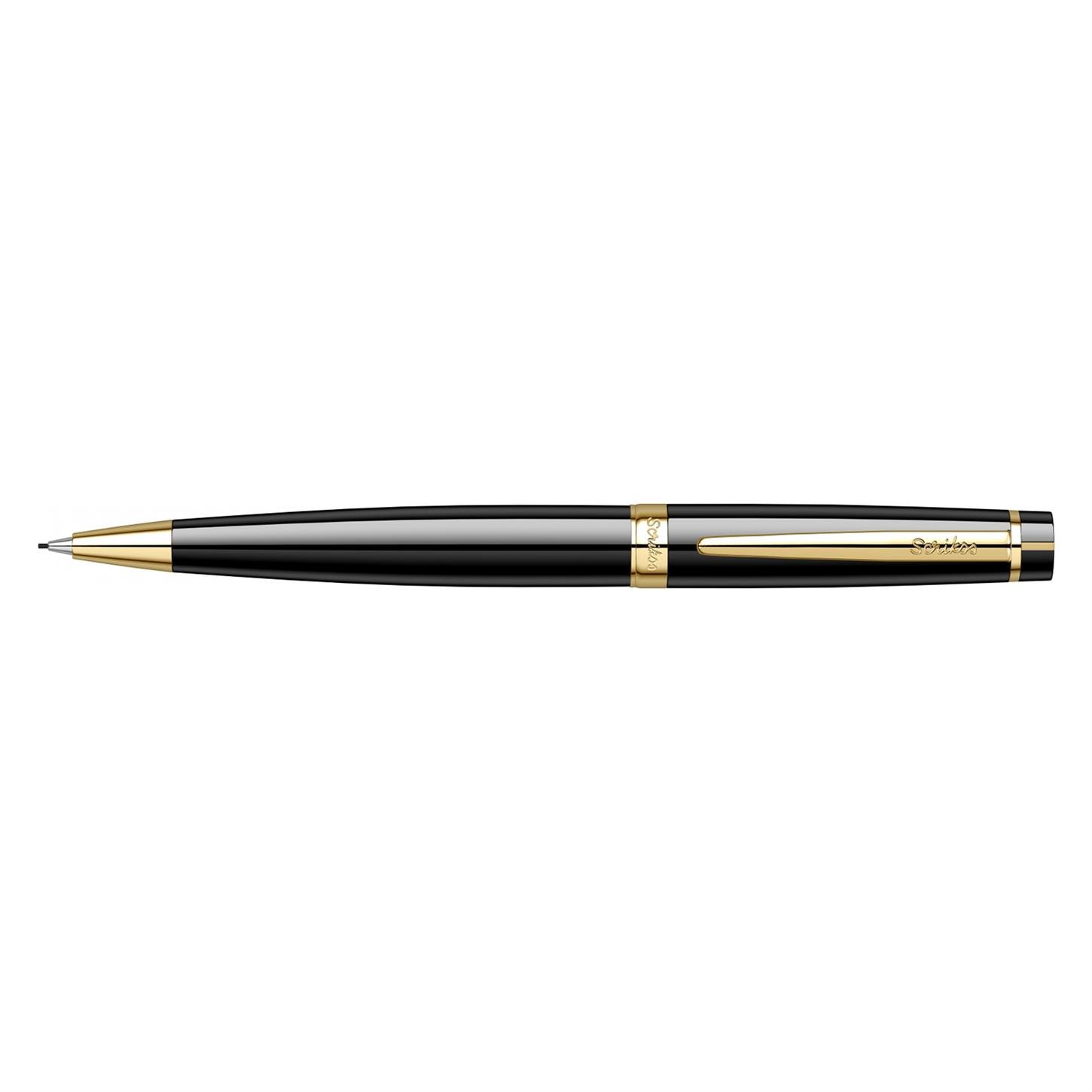 Scrikss Elegance Honour 38 Versatil (Uçlu) Kalem Lake Gövde Altın Kaplama Klips 0.7 mm Uç Siyah