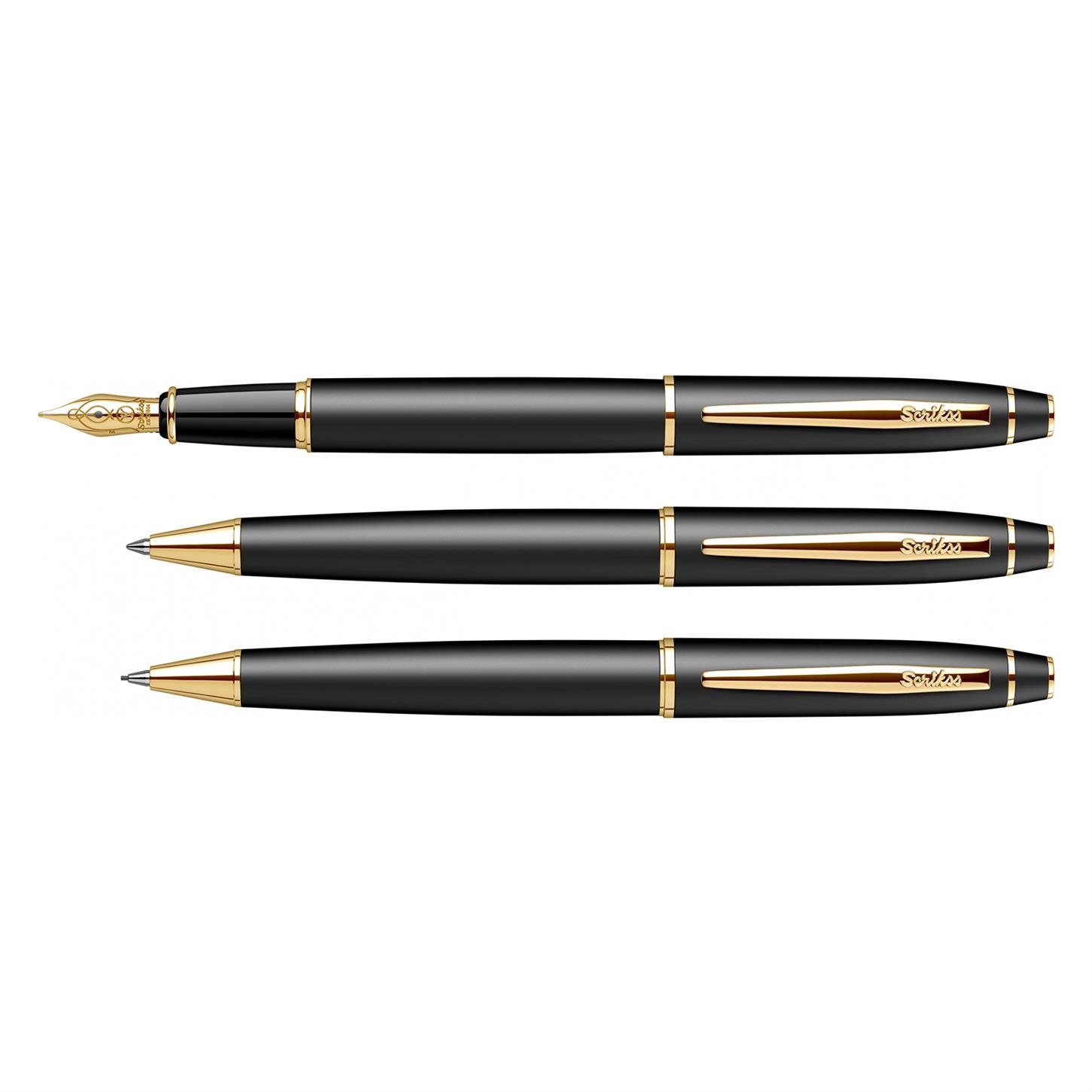 Scrikss Elegance Noble 35 3lü Set Dolma Kalem- Tükenmez Kalem-Versatil (Uçlu) Kalem Lake Gövde Al