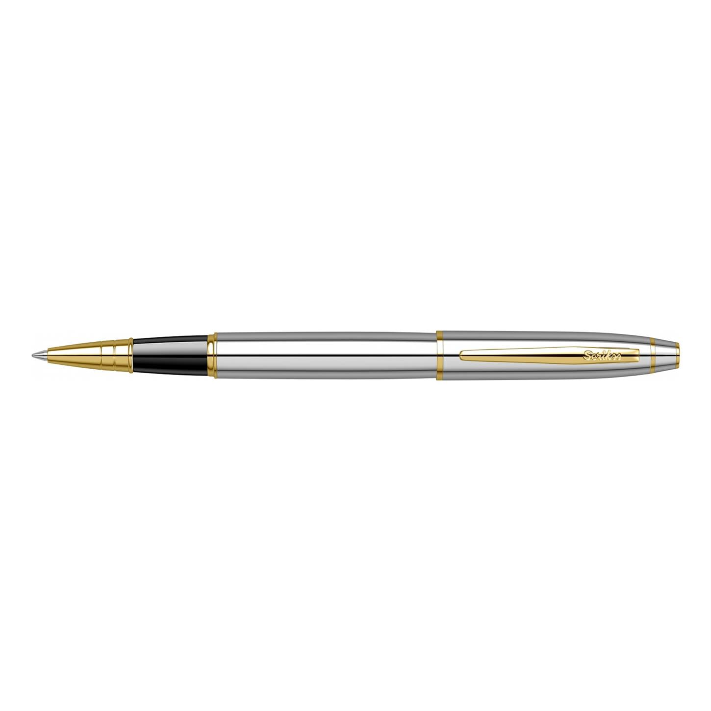 Scrikss Elegance Noble 35 Roller Kalem Parlak Krom  Gövde Altın Kaplama Klips