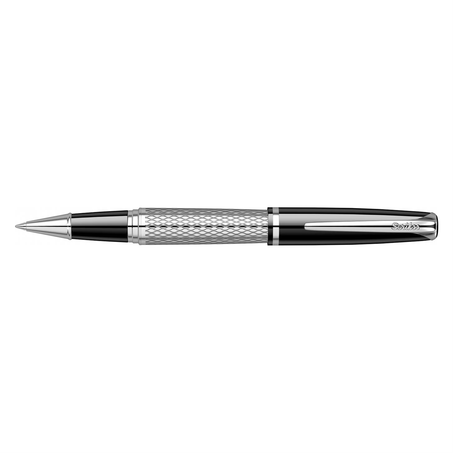 Scrikss Elegance Pera 477 Roller Kalem Krom Gövde  Krom Kaplama Klips Balık Sırtı Desenli
