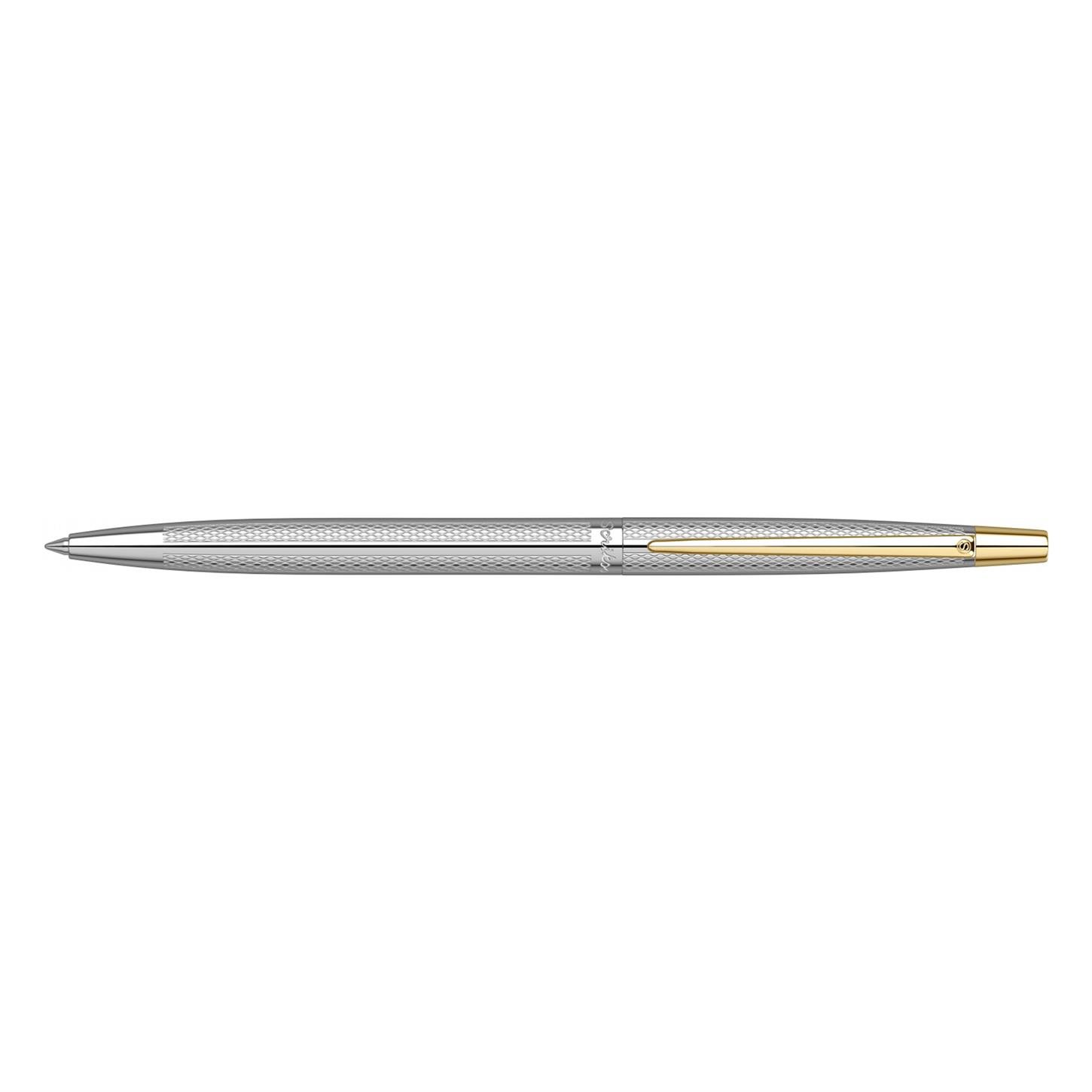 Scrikss Elegance Venüs 711W Tükenmez Kalem Parlak   Krom Kaplama Gövde Altın Kaplama Klips Balık Sırtı Desenli