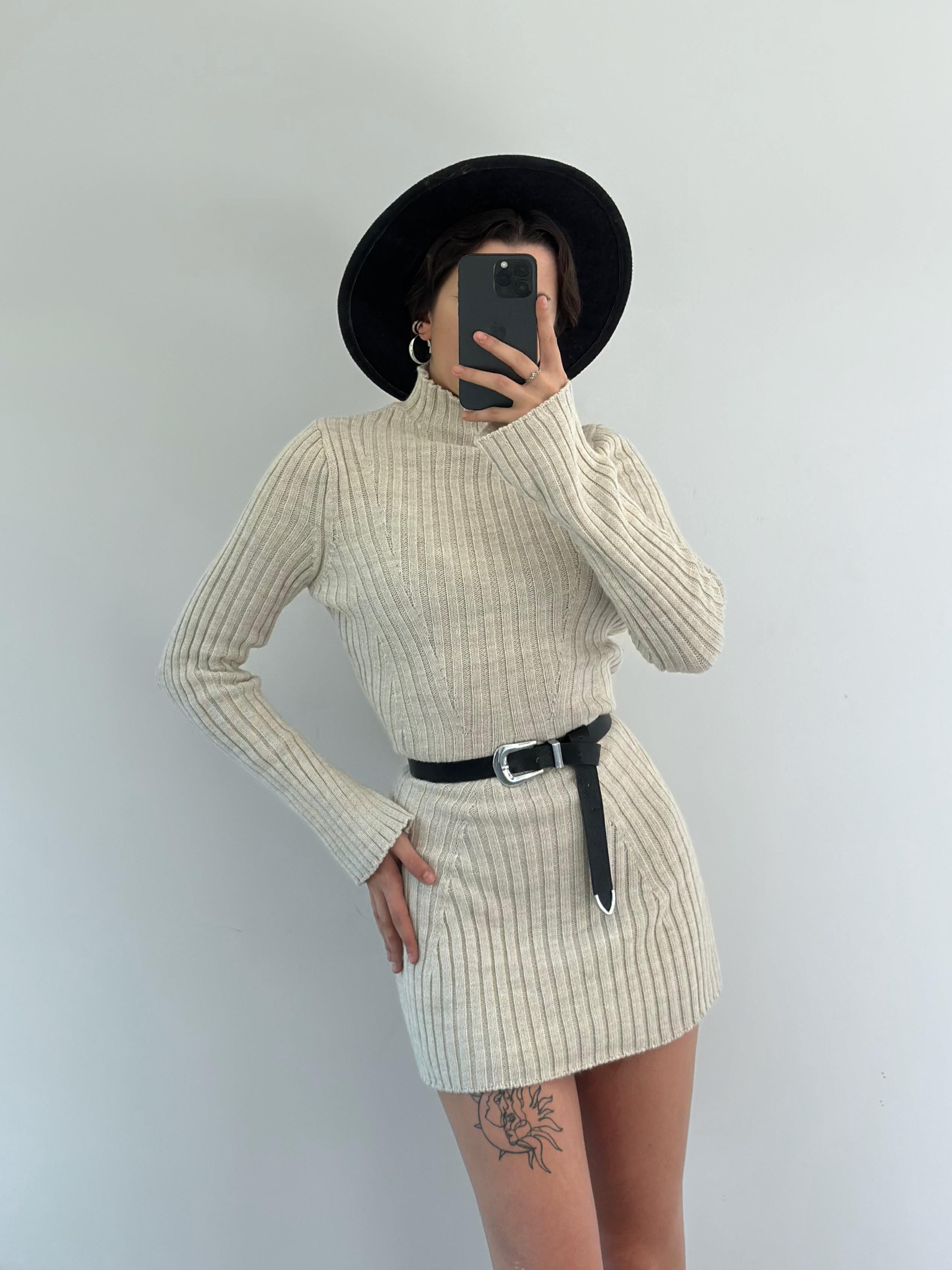 Bak'ap Premium Kalın Trend Triko Mini Elbise