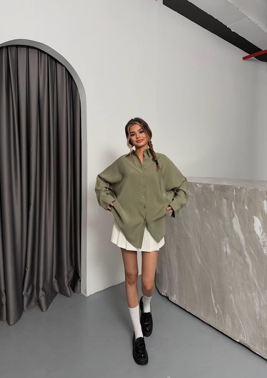 Modal Oversize Düşük Kol Uzun Kol Gömlek