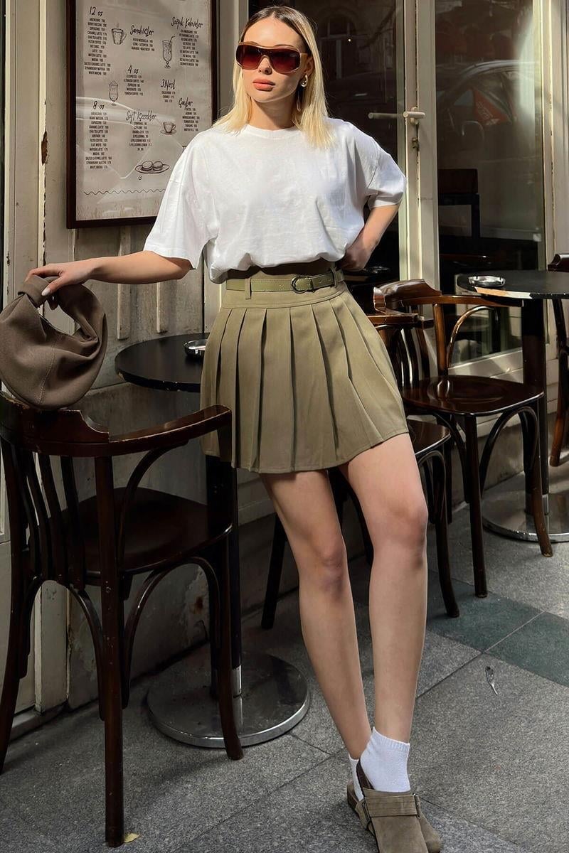 Premium Kemerli Pileli Mini Şort Etek DERRY