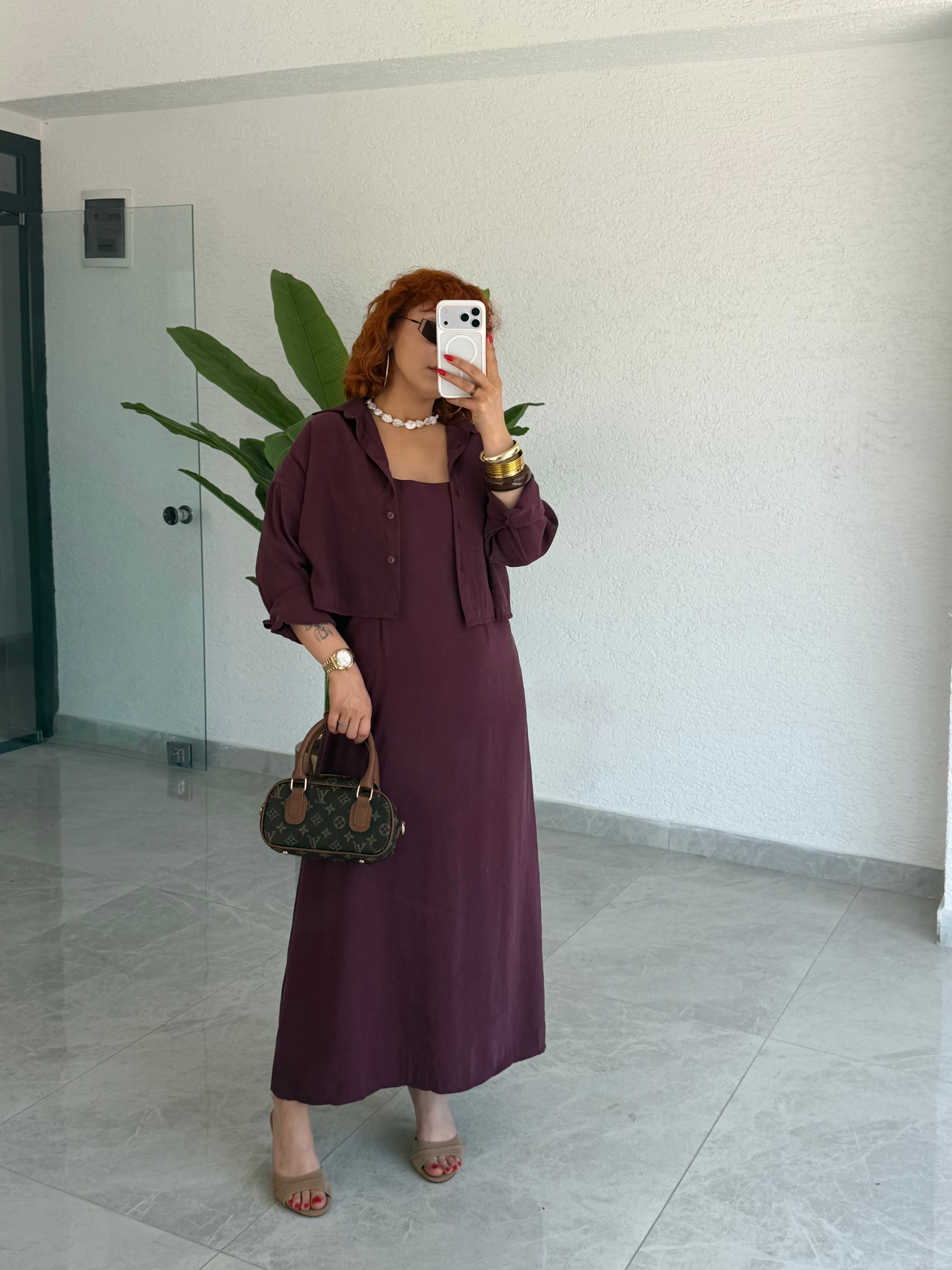 Premium Modal gömlek -Askılı Elbise 2'li Takım