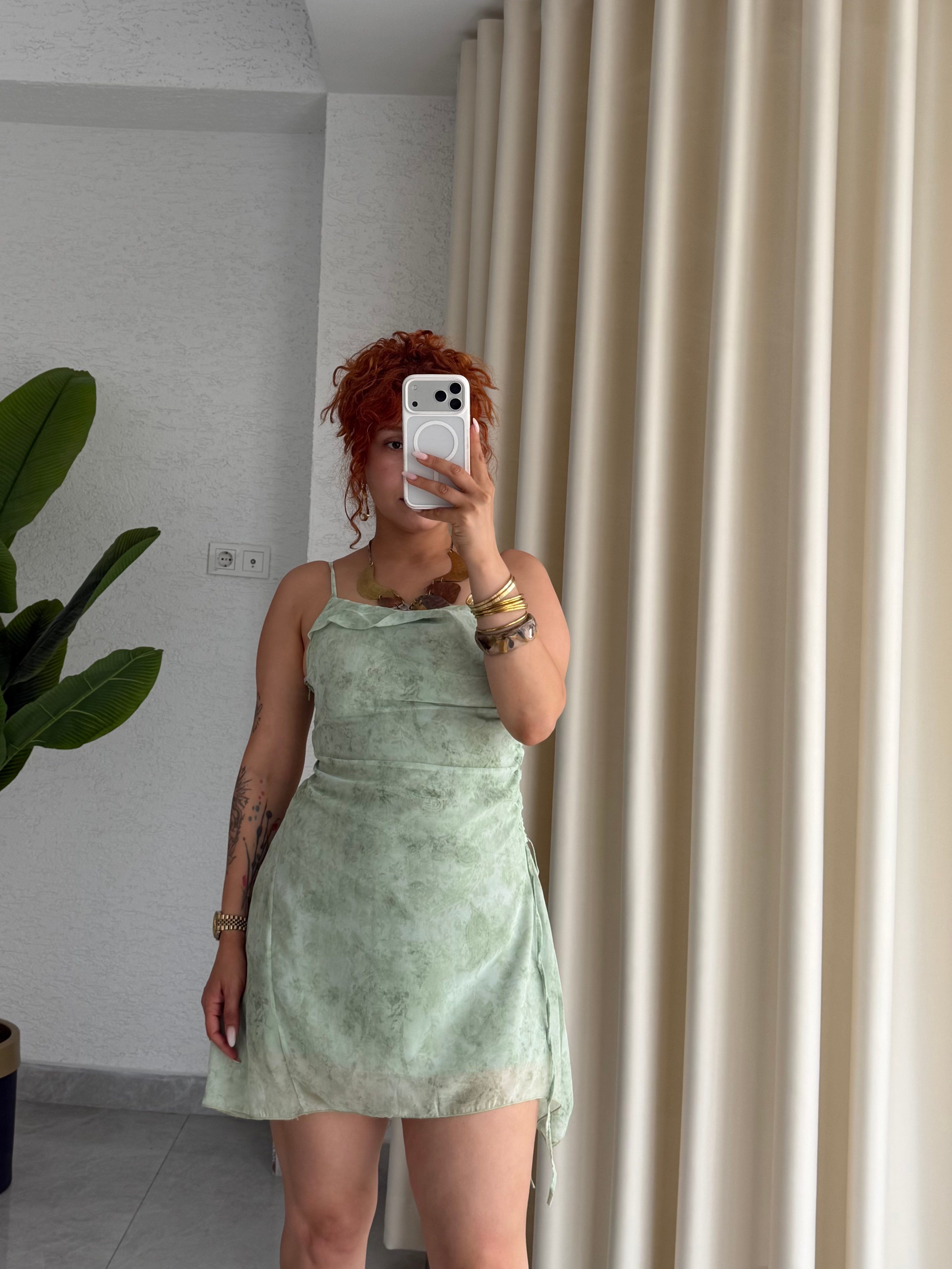 Soyut Desenli Mini Elbise