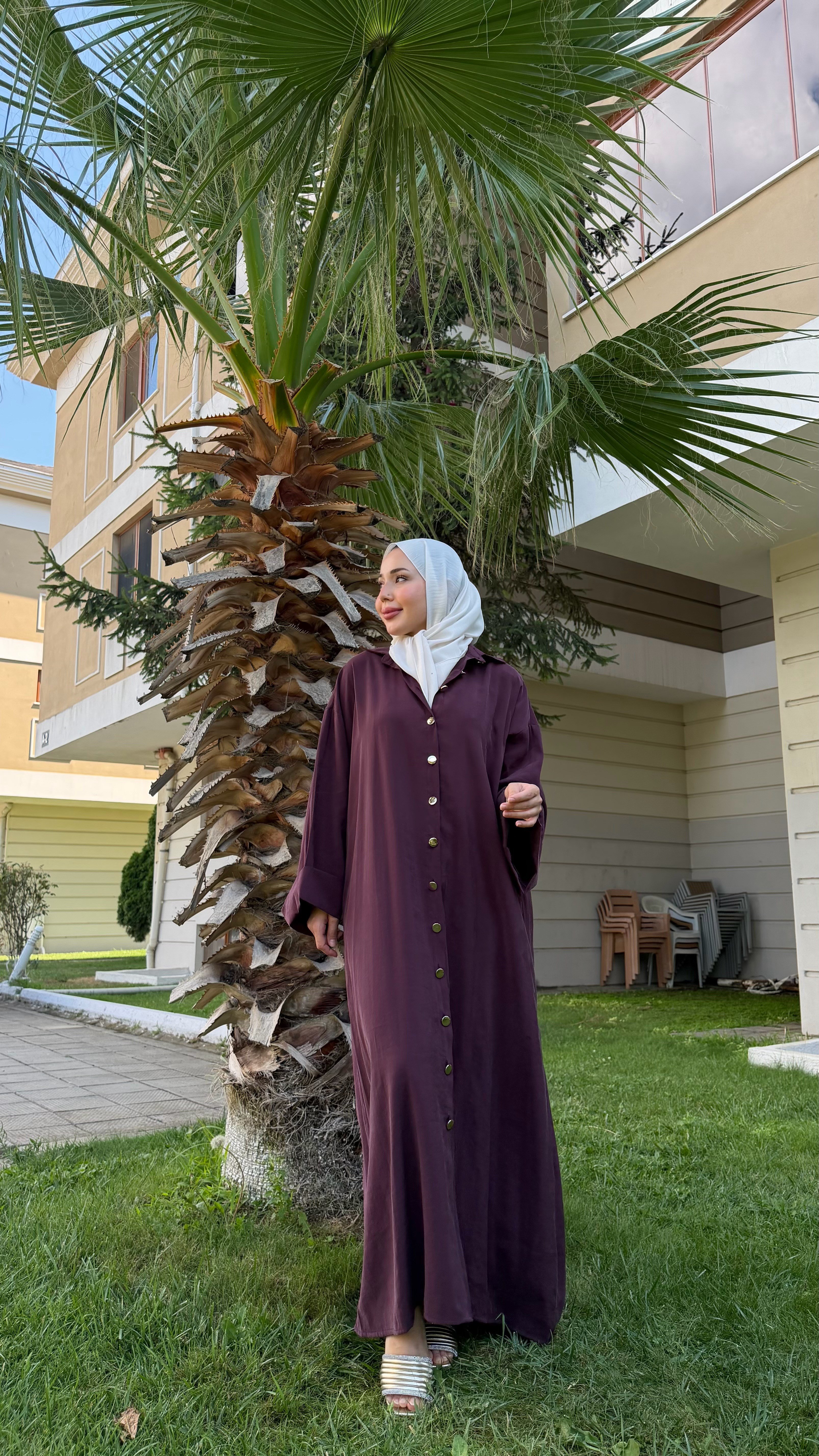 İPEK KUPRA ELBİSE MÜRDÜM