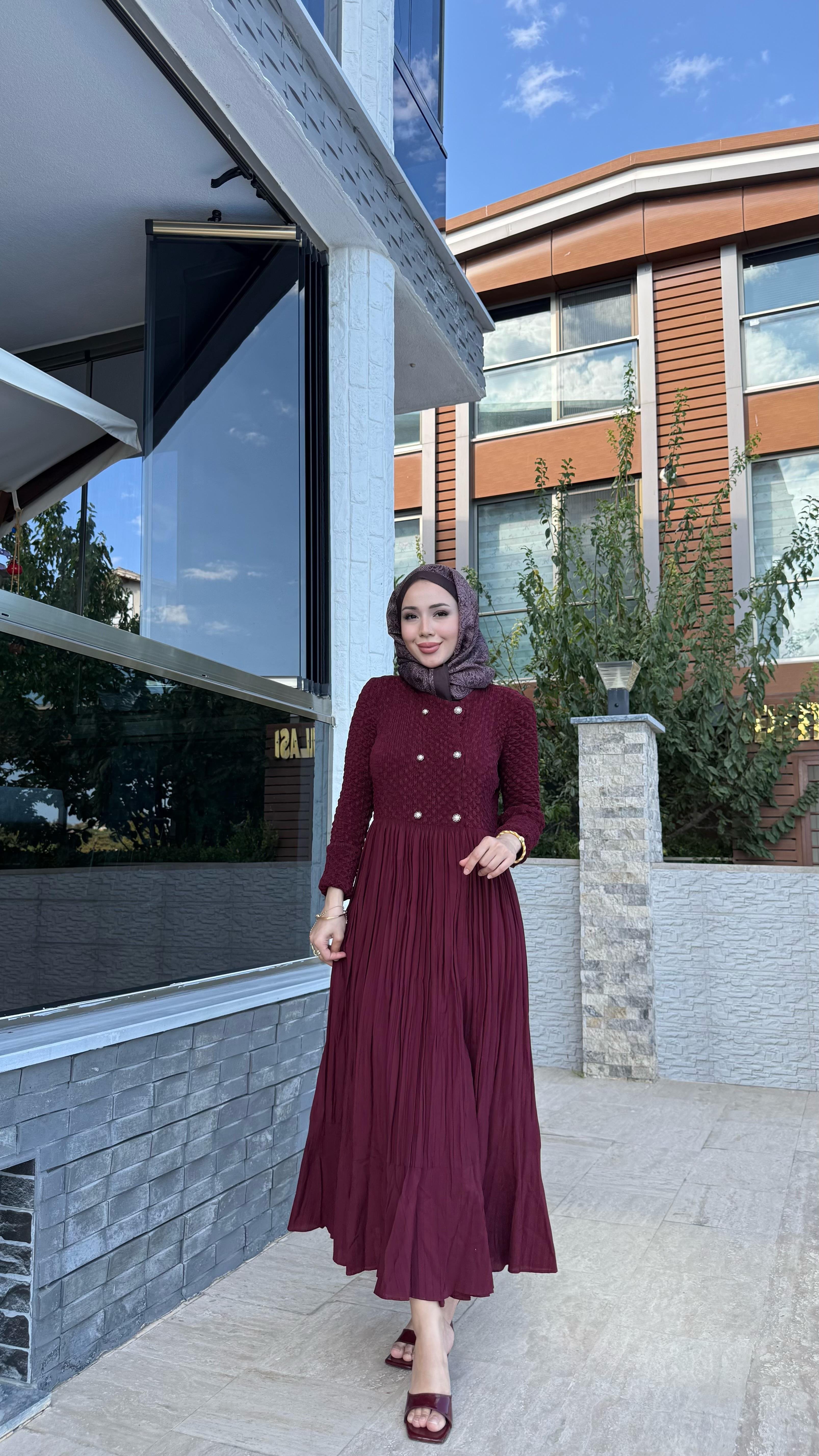 BORDO PREMIUM ELBİSE
