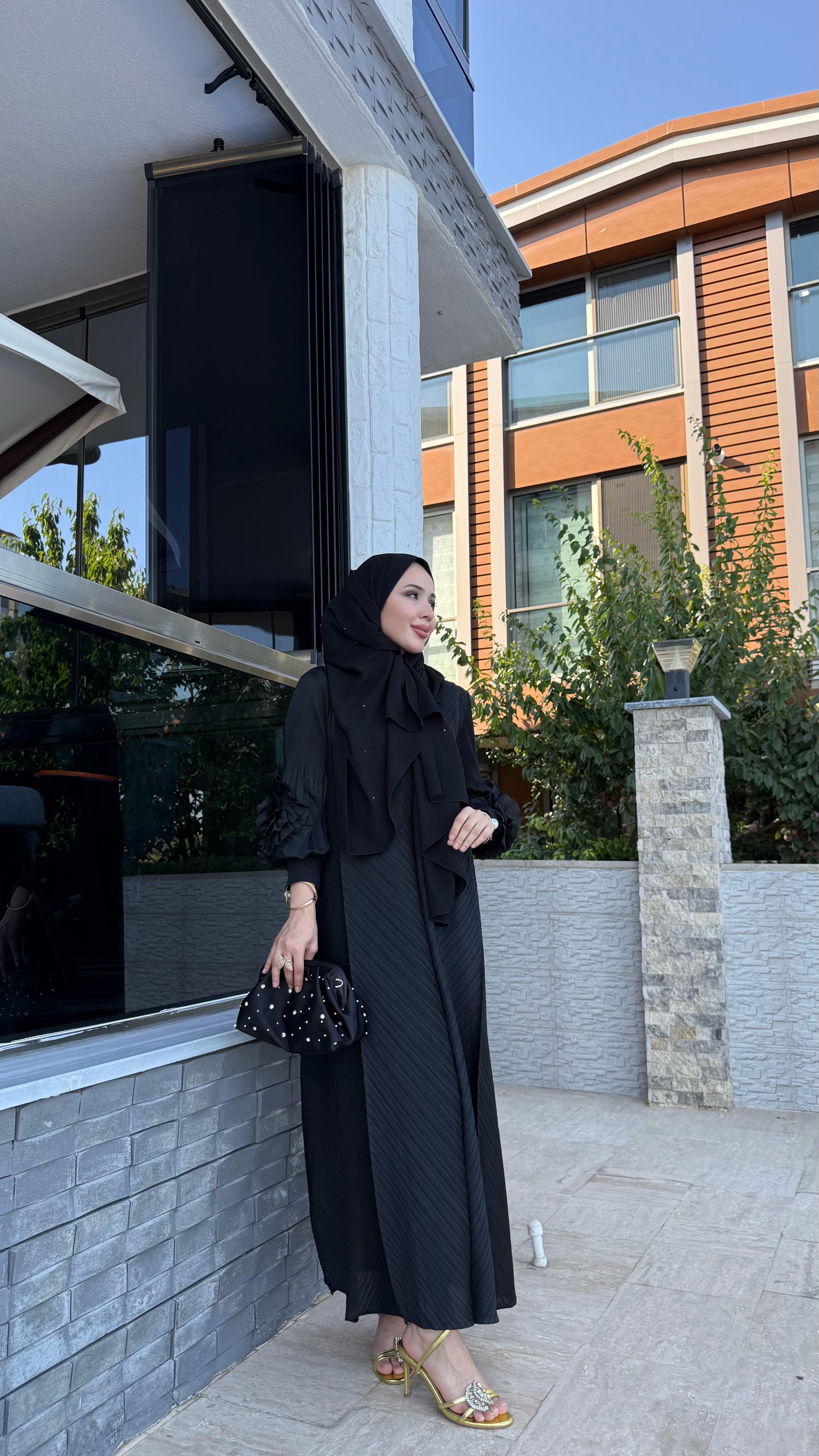 SİYAH ROSE ELBİSE