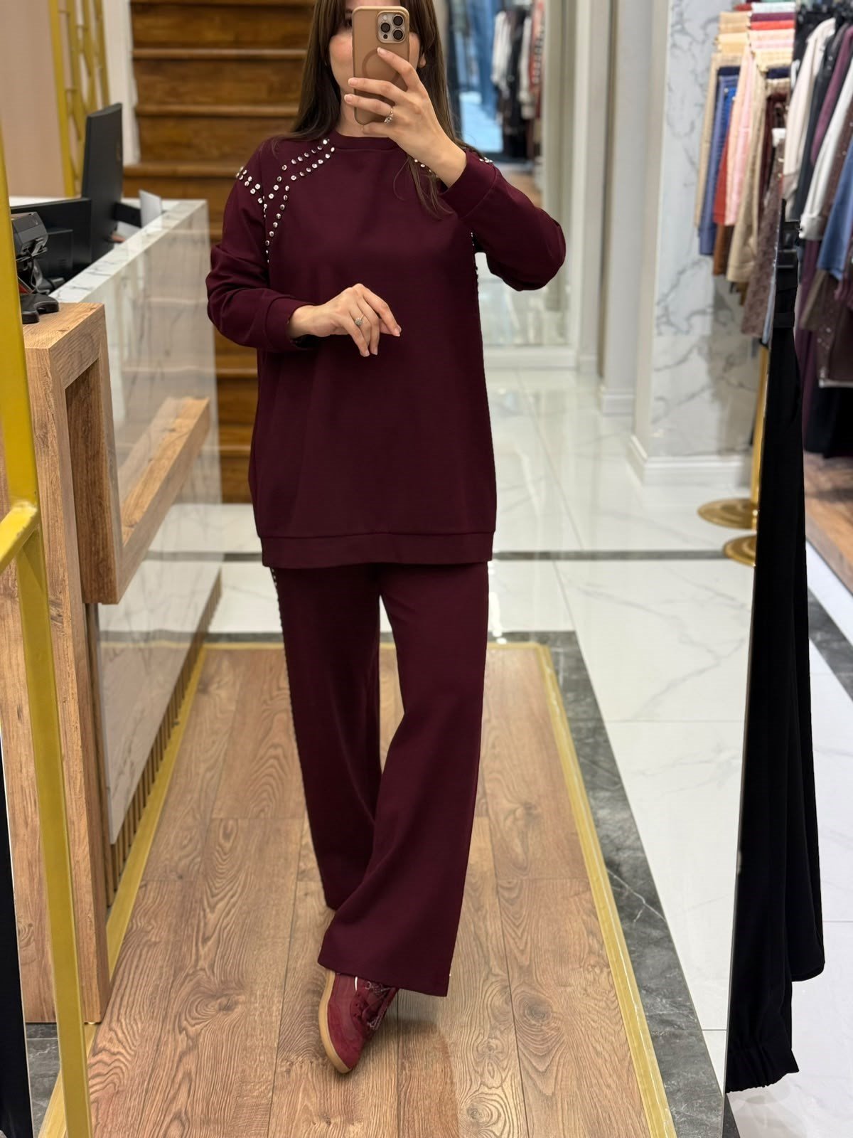 CEREMONY-MÜRDÜM BLUZU VE PANTOLONU ÇAKMA DETAYLI TAKIM 
