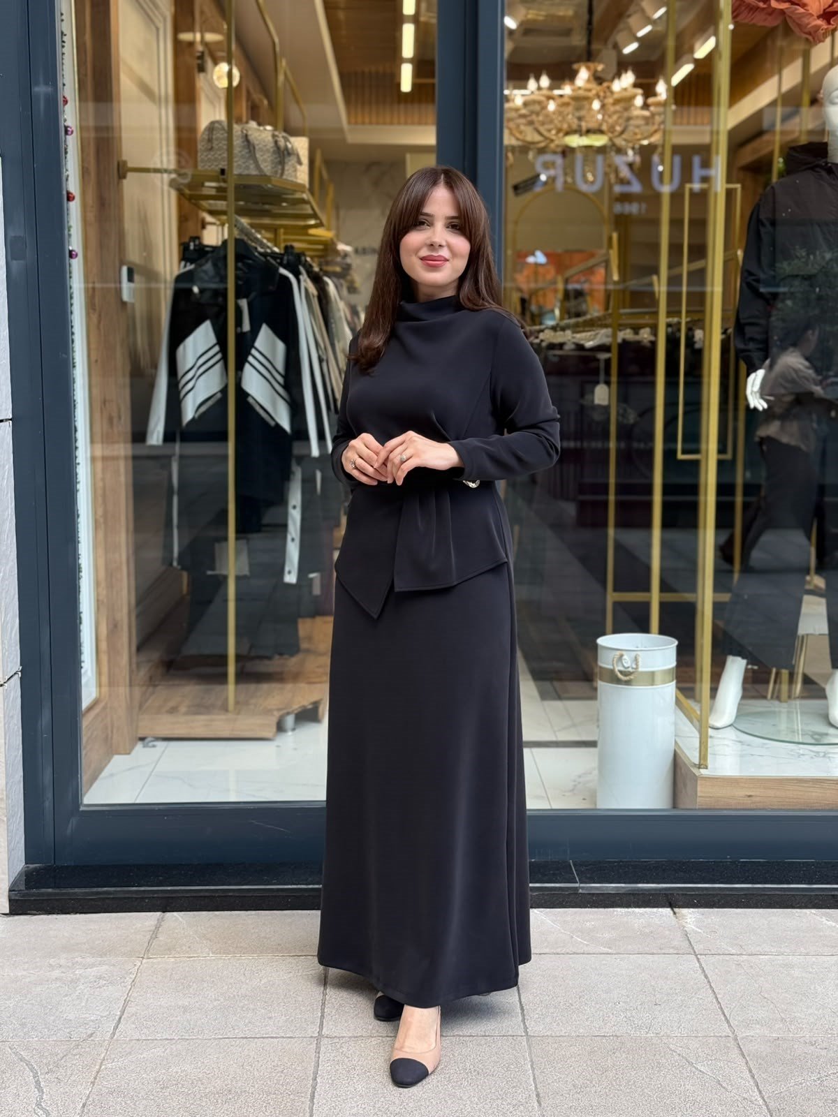 NUSS-SİYAH MODAL ELBİSE 