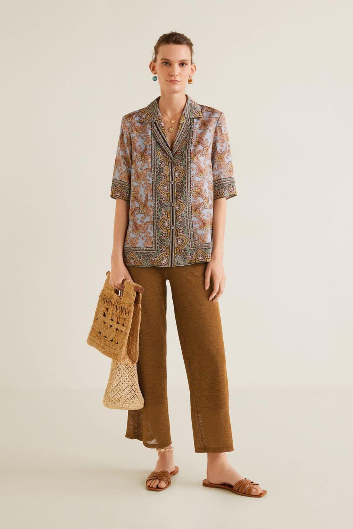 MANGO Düz Kesim Dokuma Pantolon