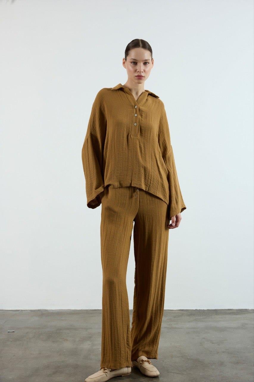 Premium Polo Yaka Pantolon Takım Hardal