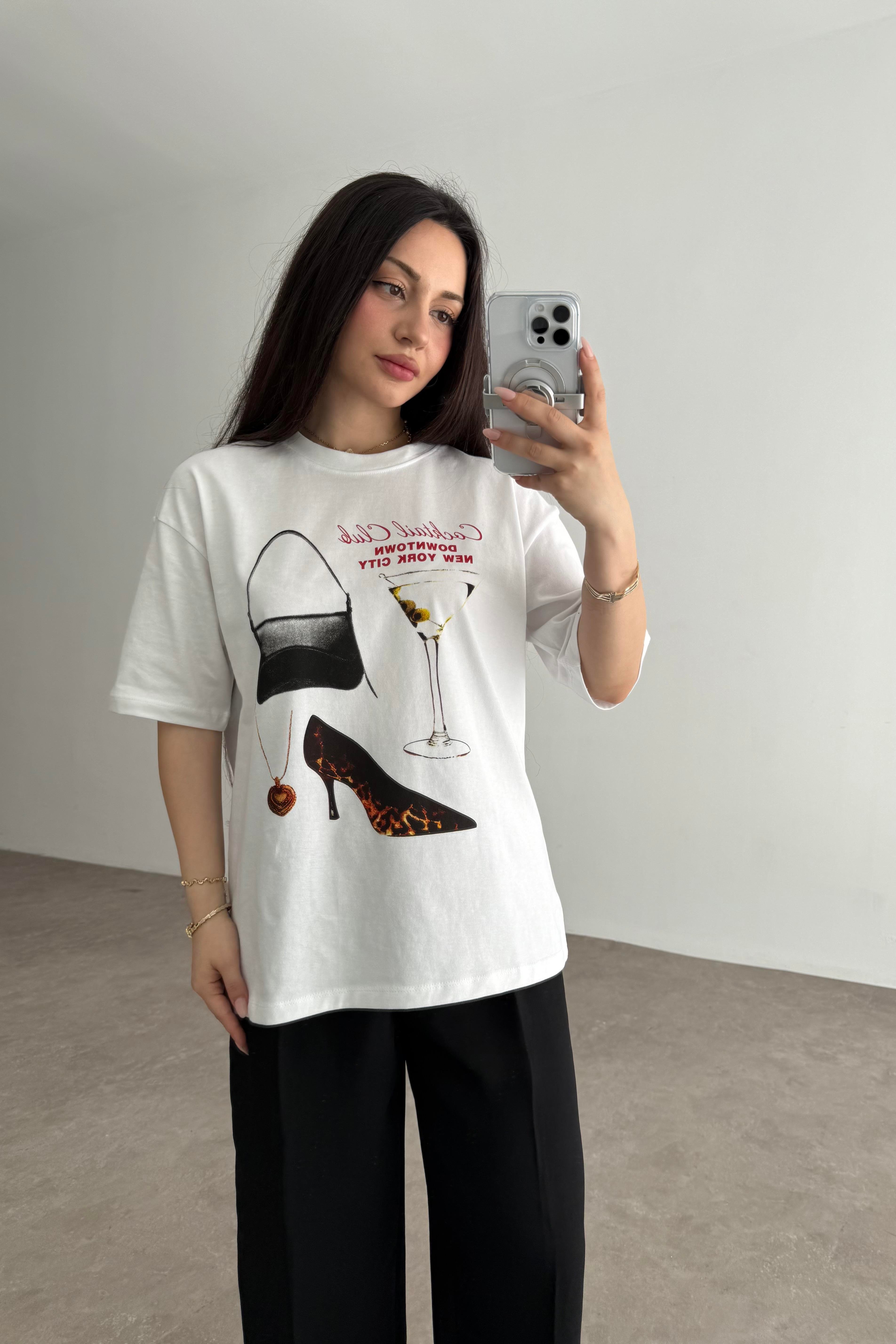 ZR Cocktail Club Baskılı T-shirt