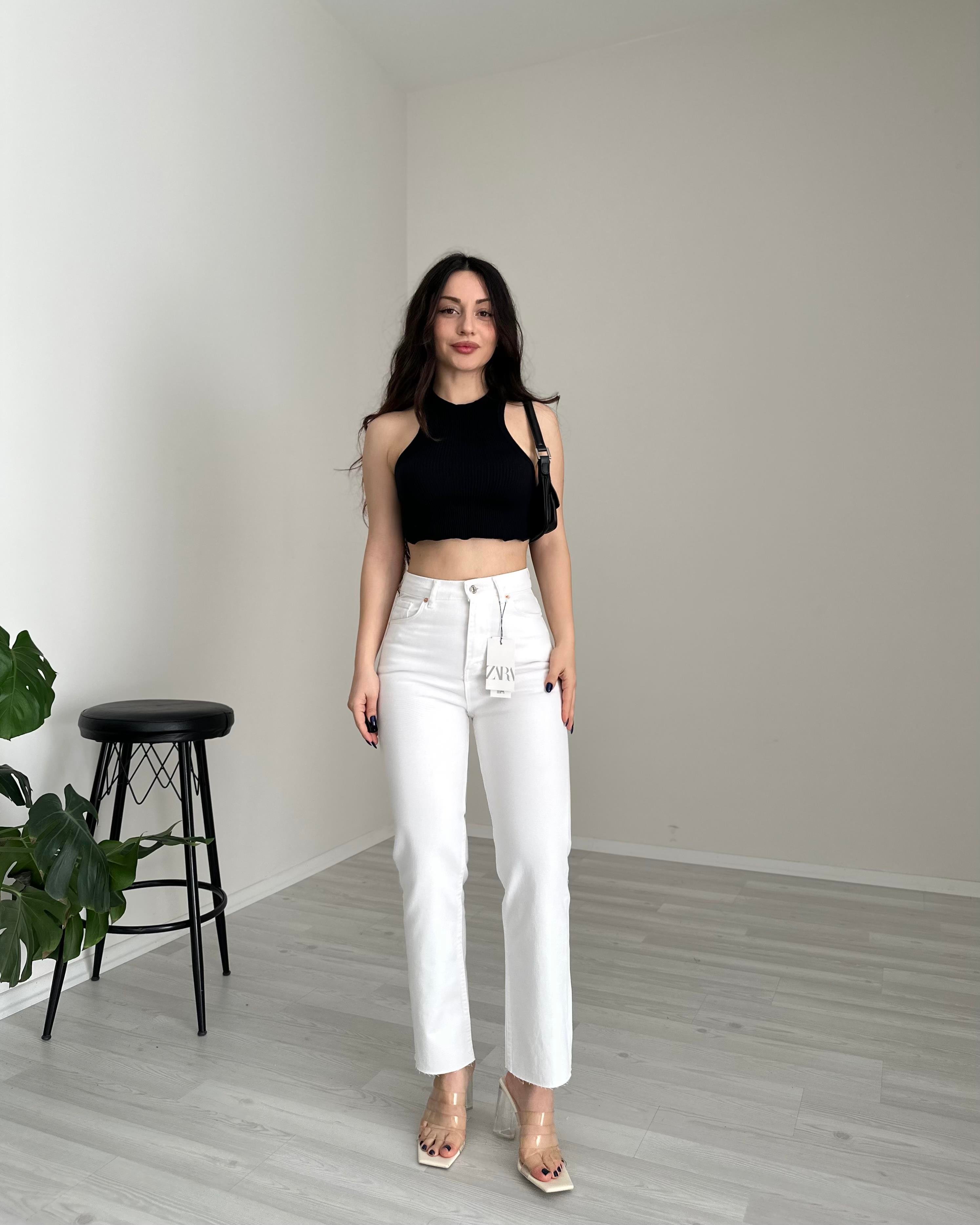 ZRA Beyaz Boyfit Jean