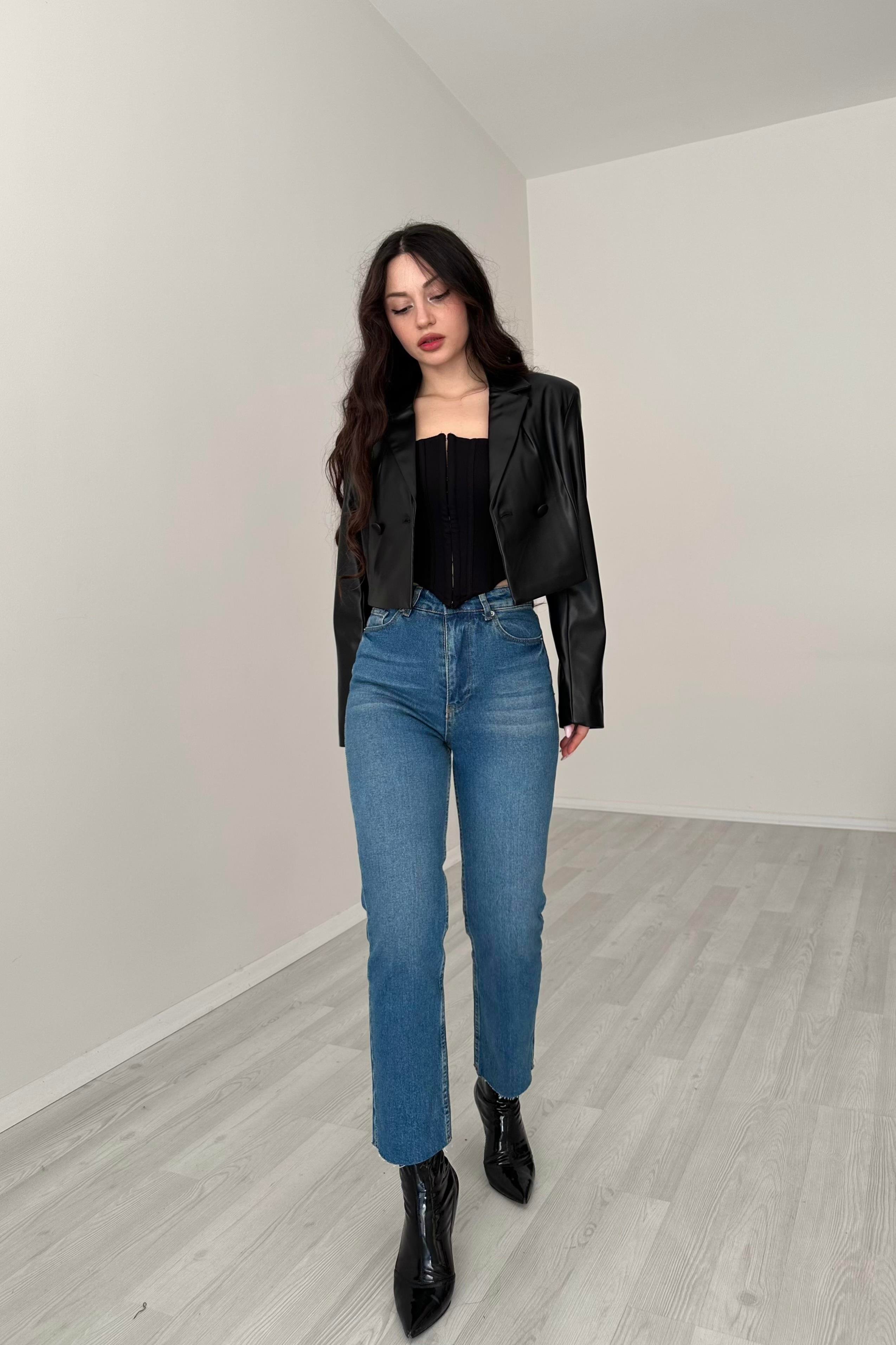 ZRA Boyfit Yüksek Belli Mid Blue Jean