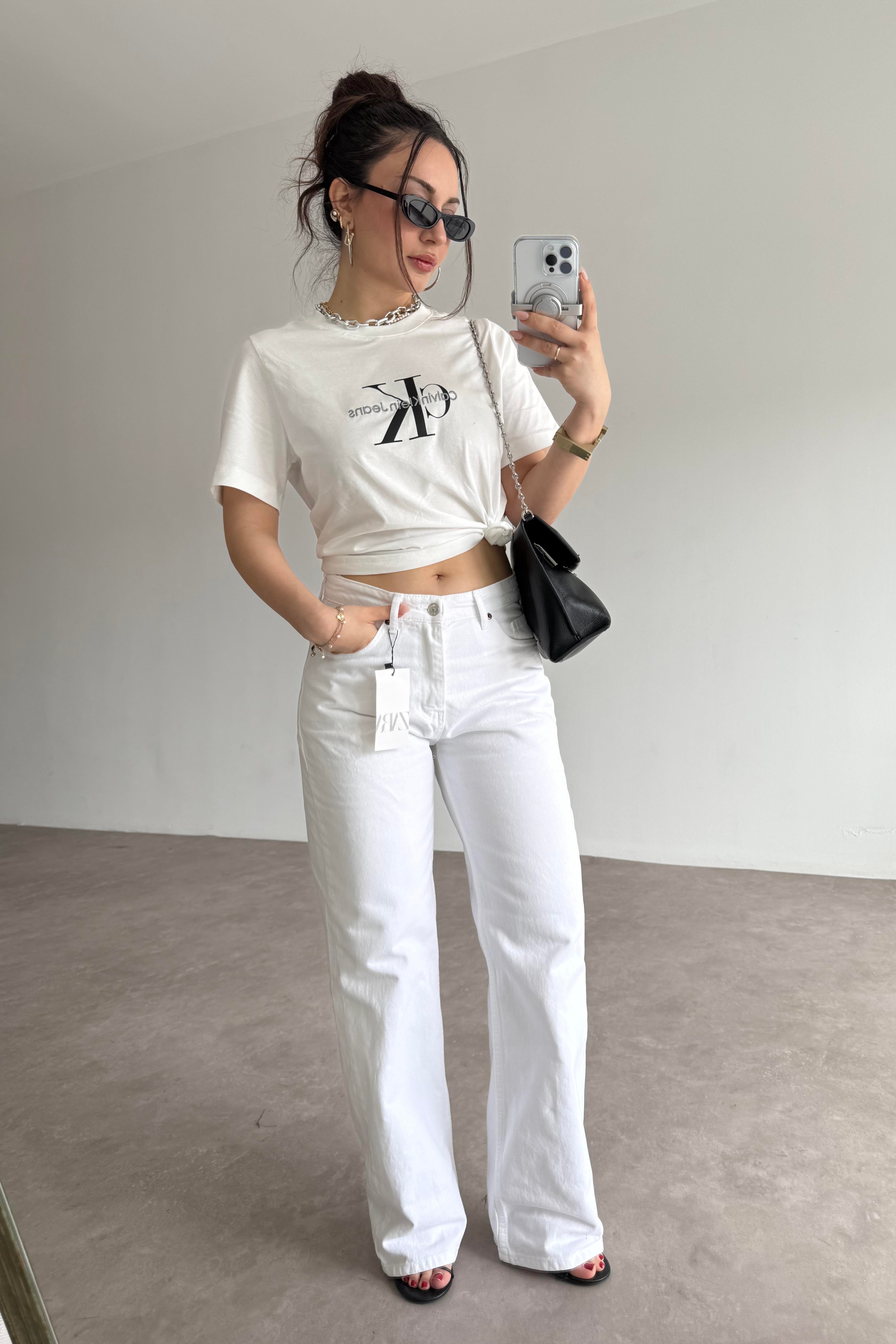 ZRA Premium Straightleg Beyaz Jean 