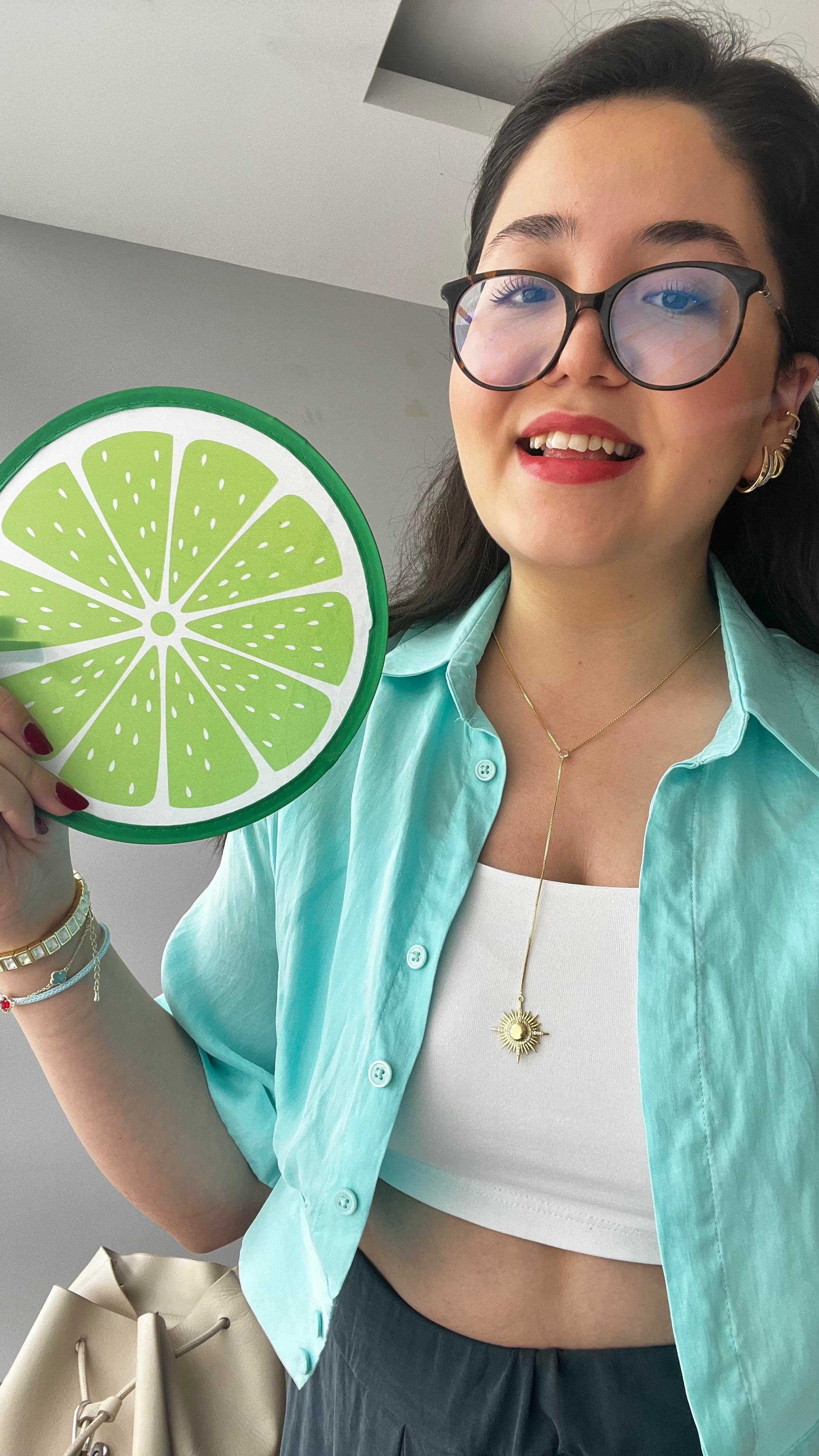 Lime Desenli Yelpaze