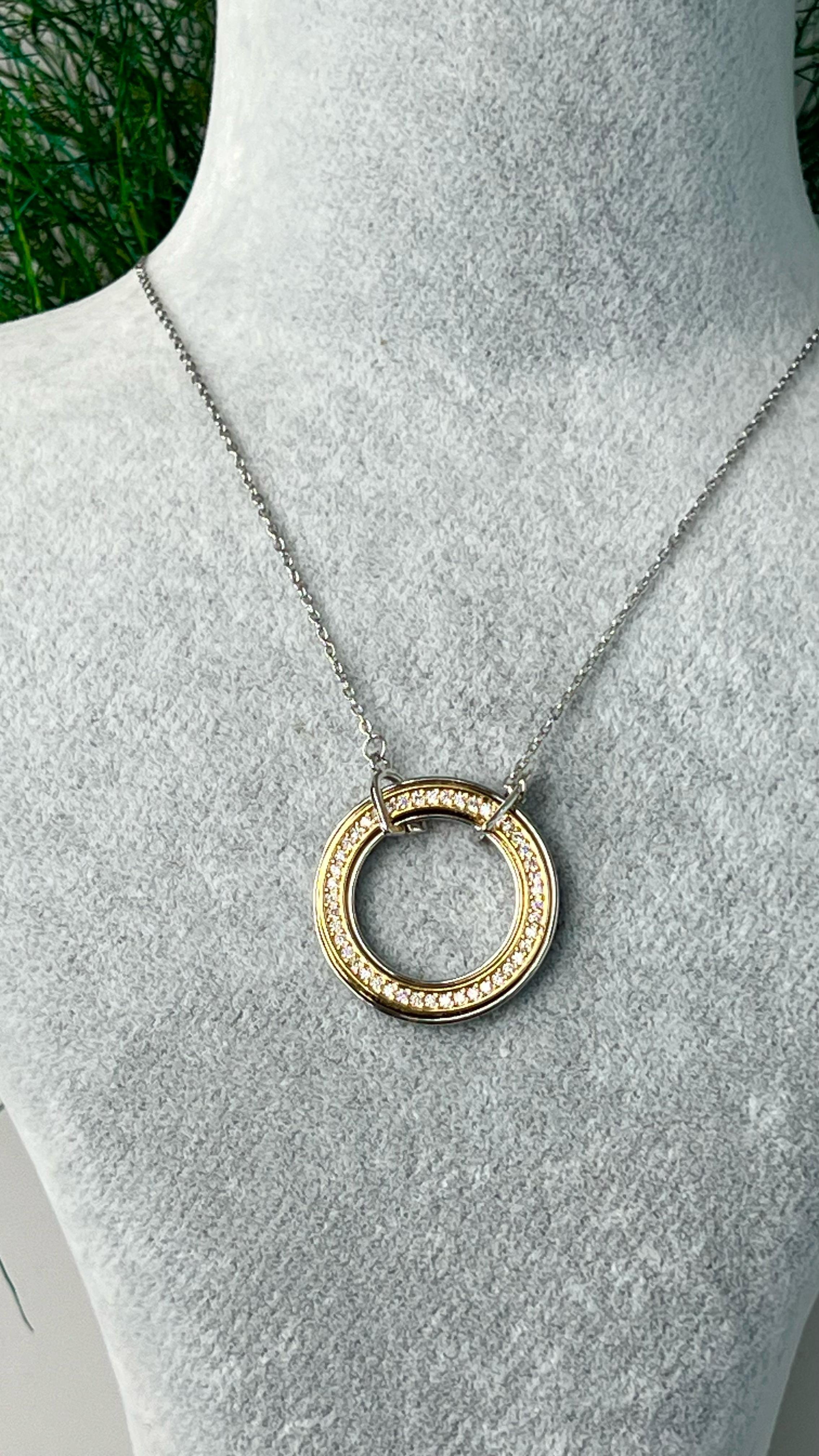 Pandora Model Çift Renk Çelik Kolye 45+10 cm Uzatmalı