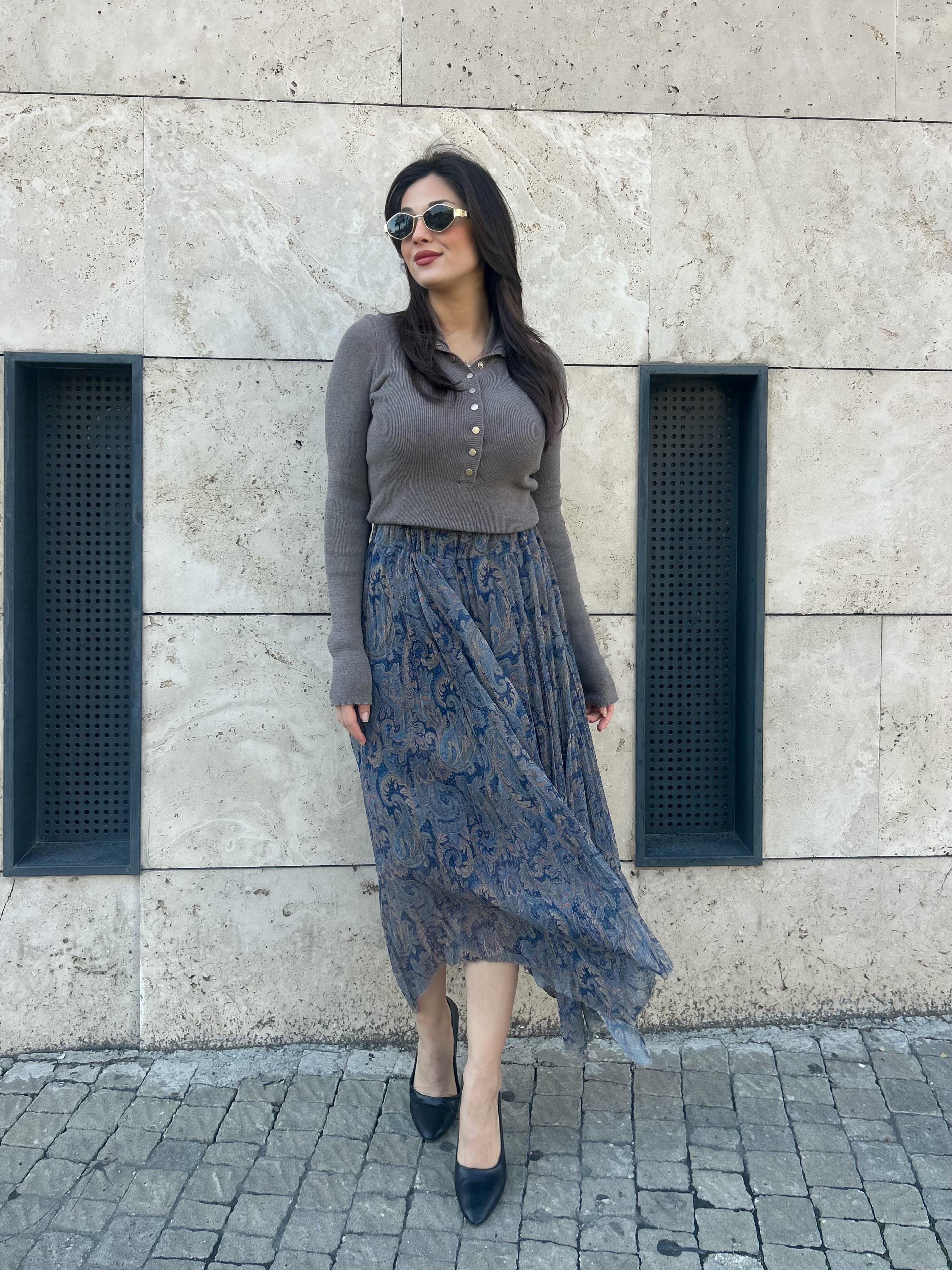 DESENLİ.ŞİFON.ETEK