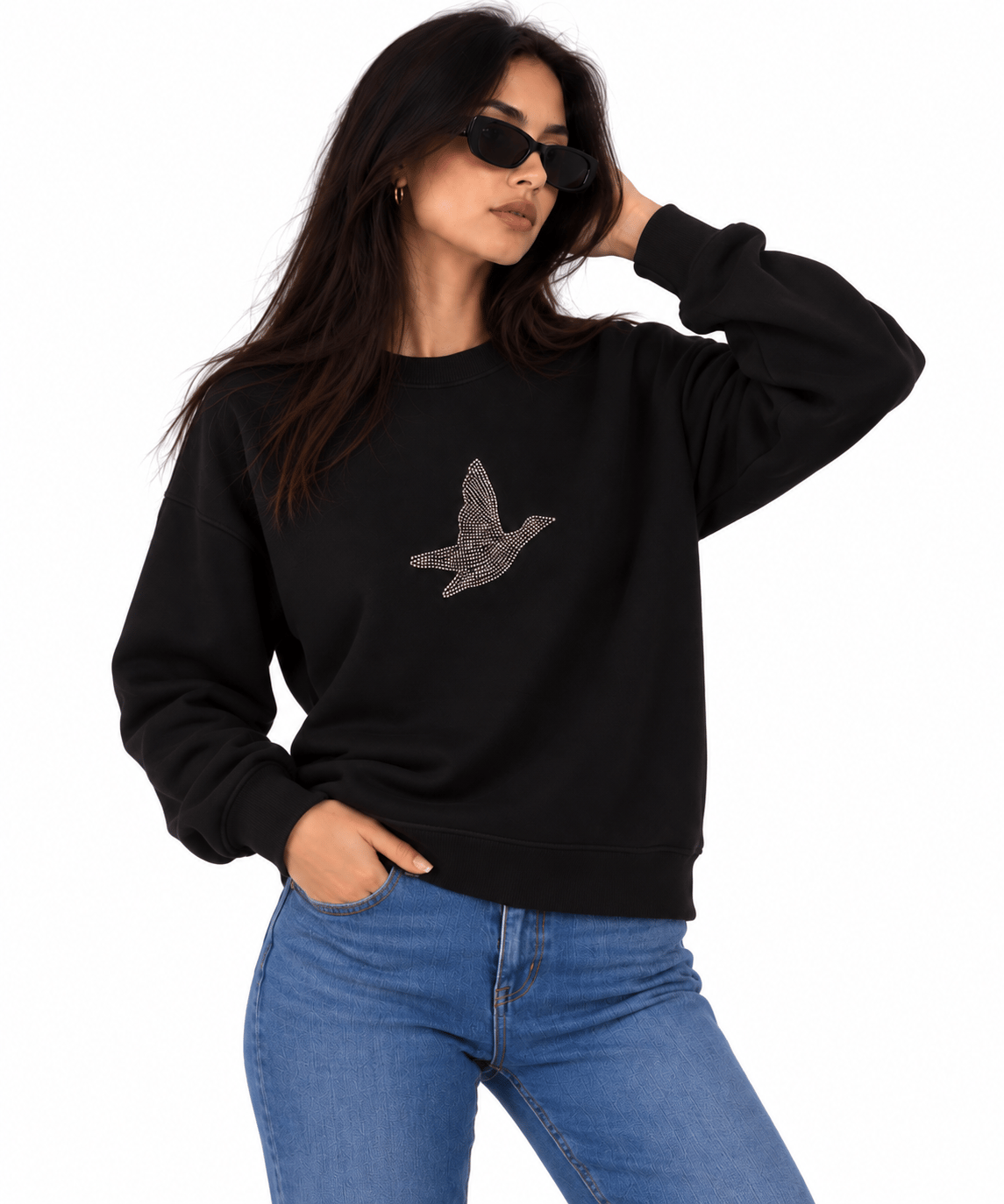 KUŞ.DETAYLI.SWEAT.SİYAH