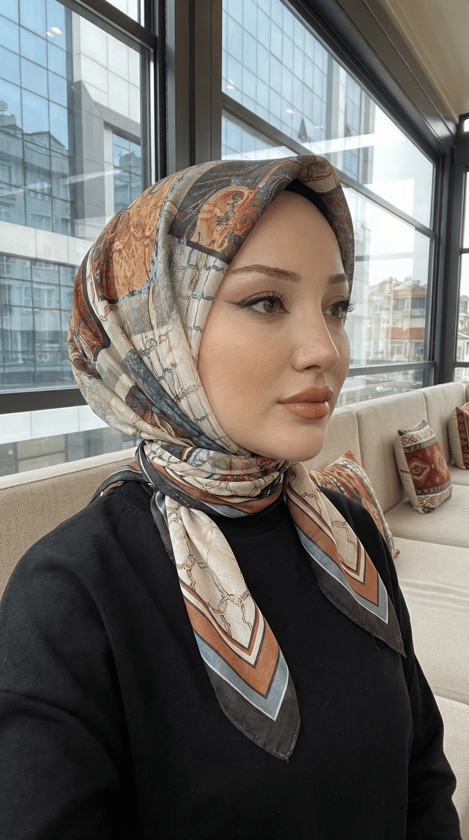 Desenli Soft Eşarp - 129