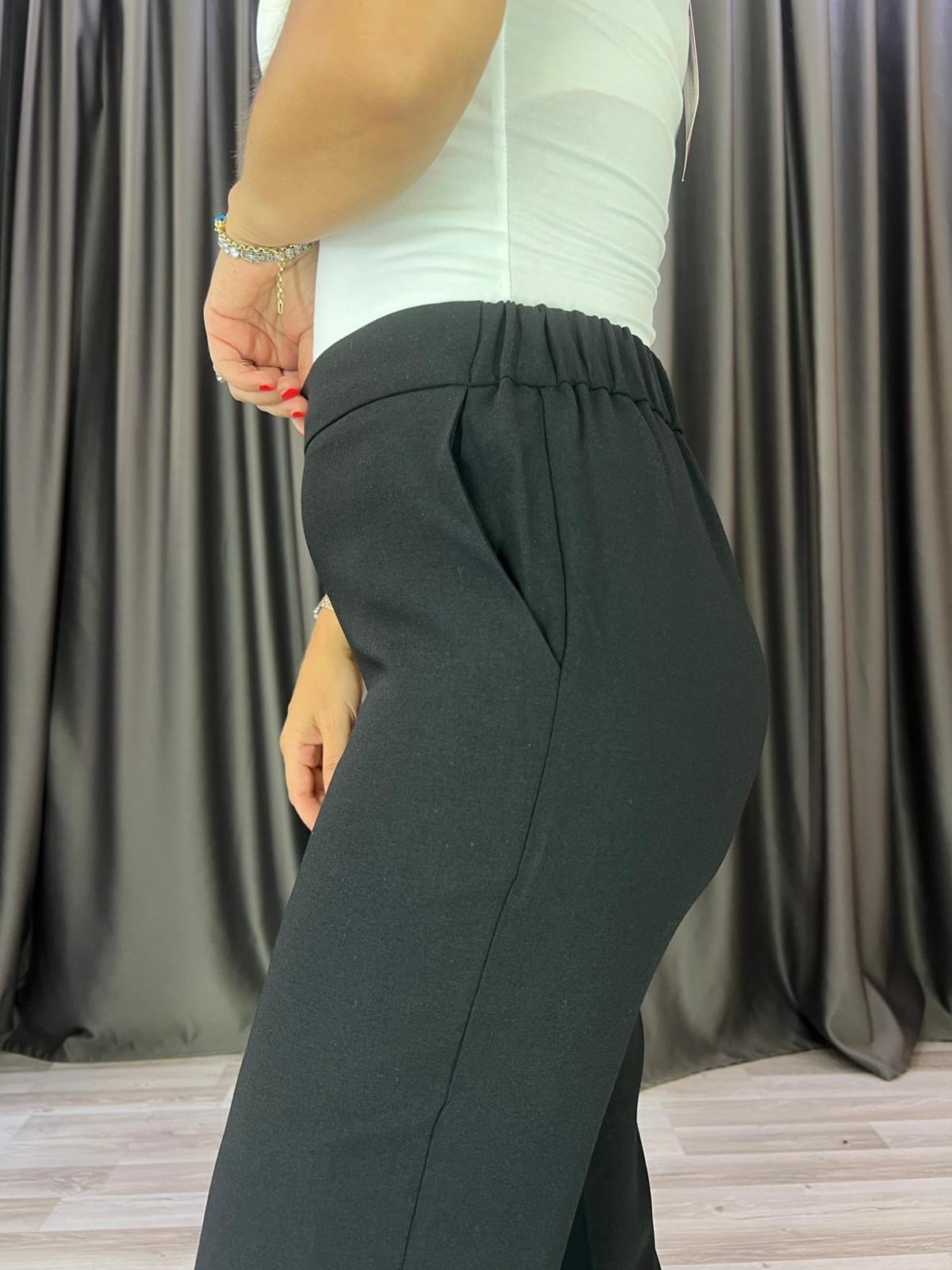 Beli Lastikli Private Siyah Havuç Pantolon
