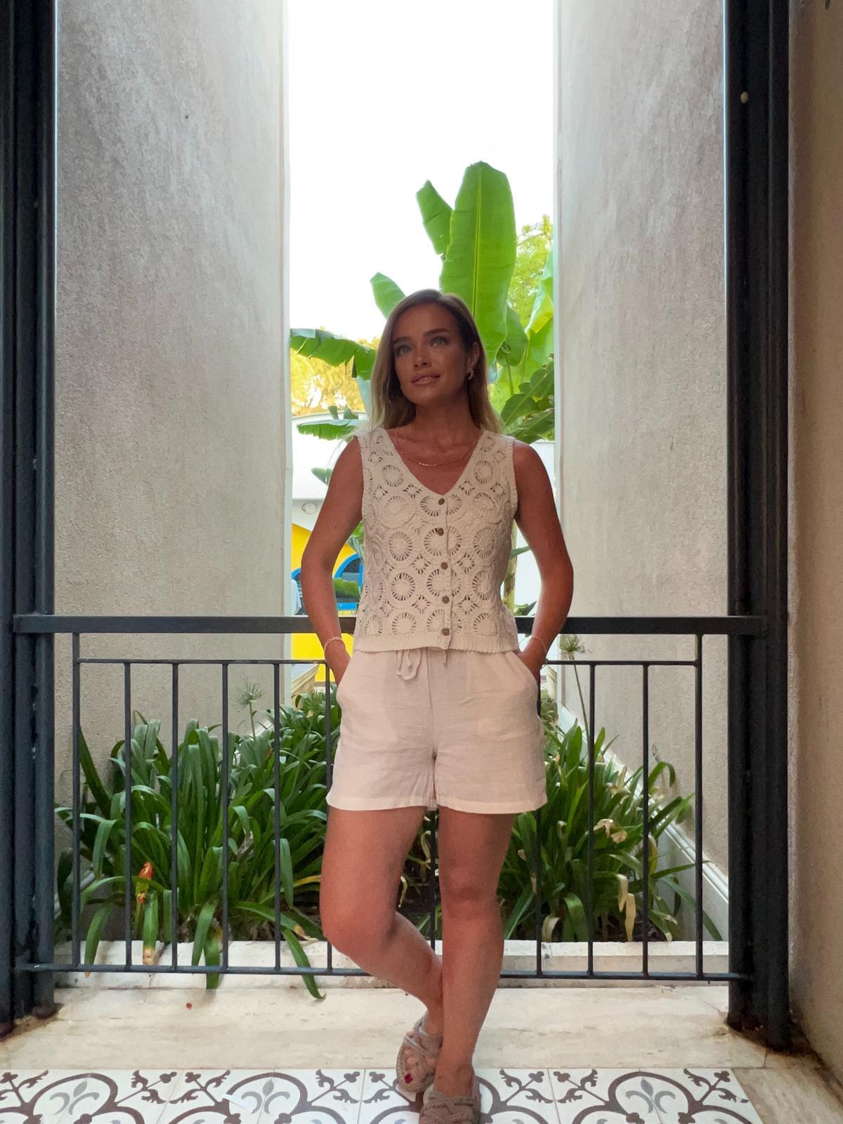 Dantel Taş Rengi Yelek 