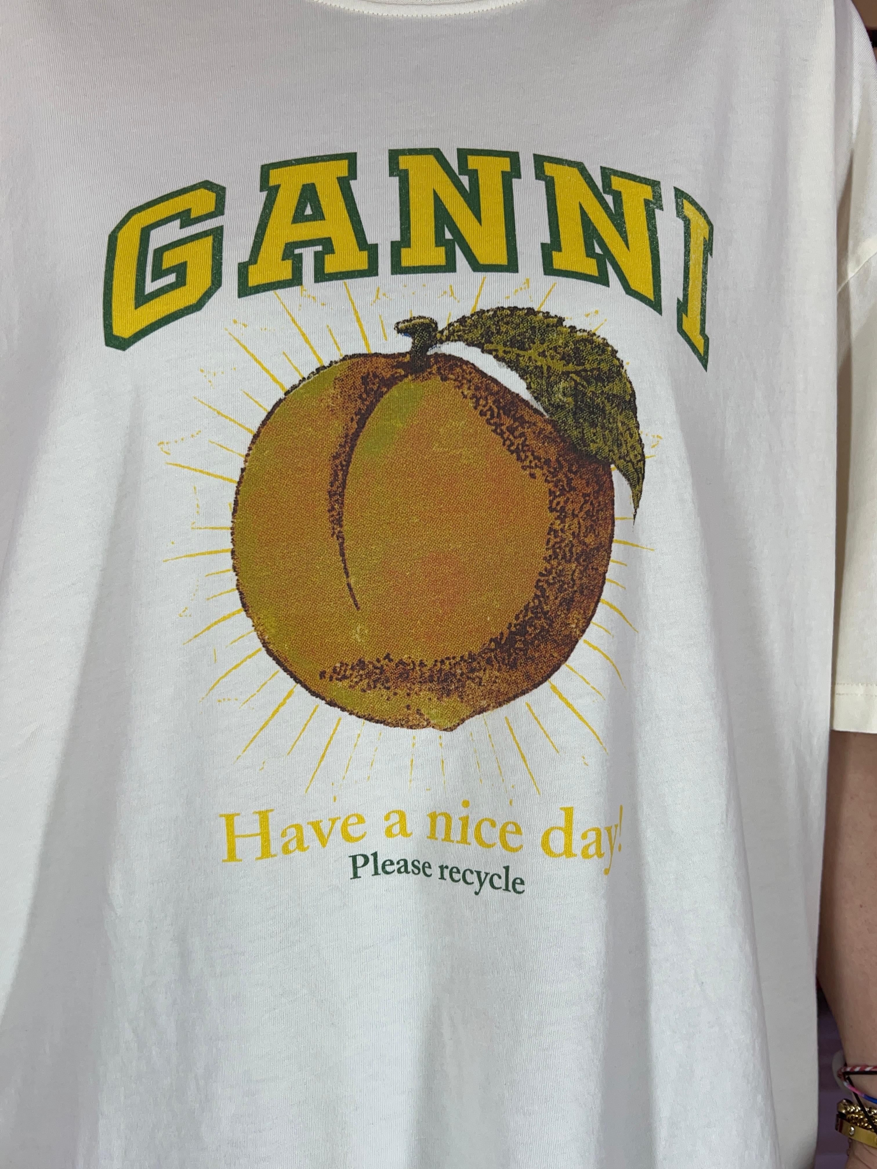 Ganni Meyve Baskılı Ekru Tshirt