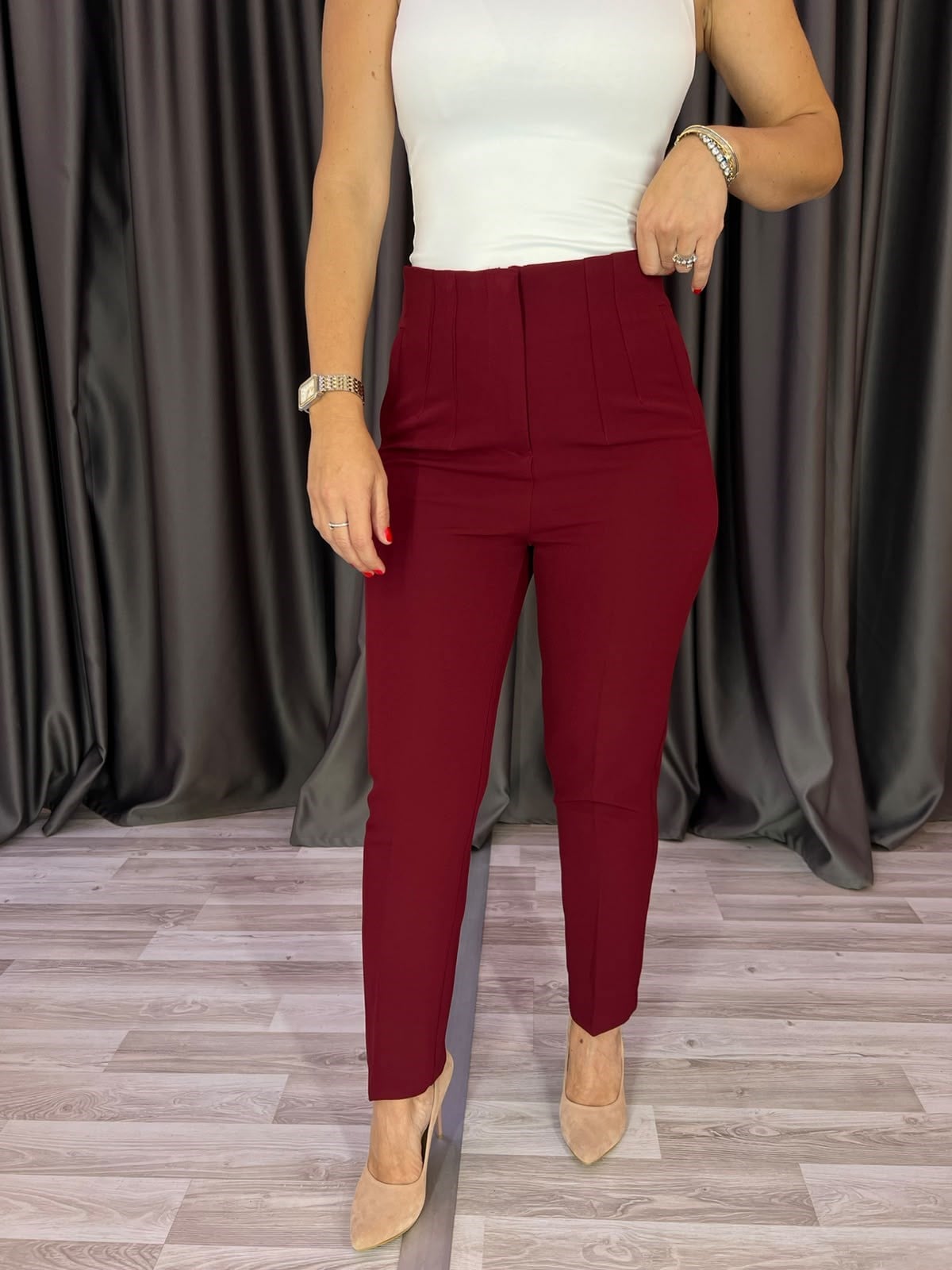 Zr Model Fılatolu Havuç Model Bordo Pantolon