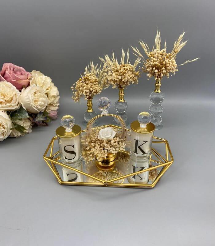 Harfli Nişan Mumu ve Prizma Söz Tepsisi