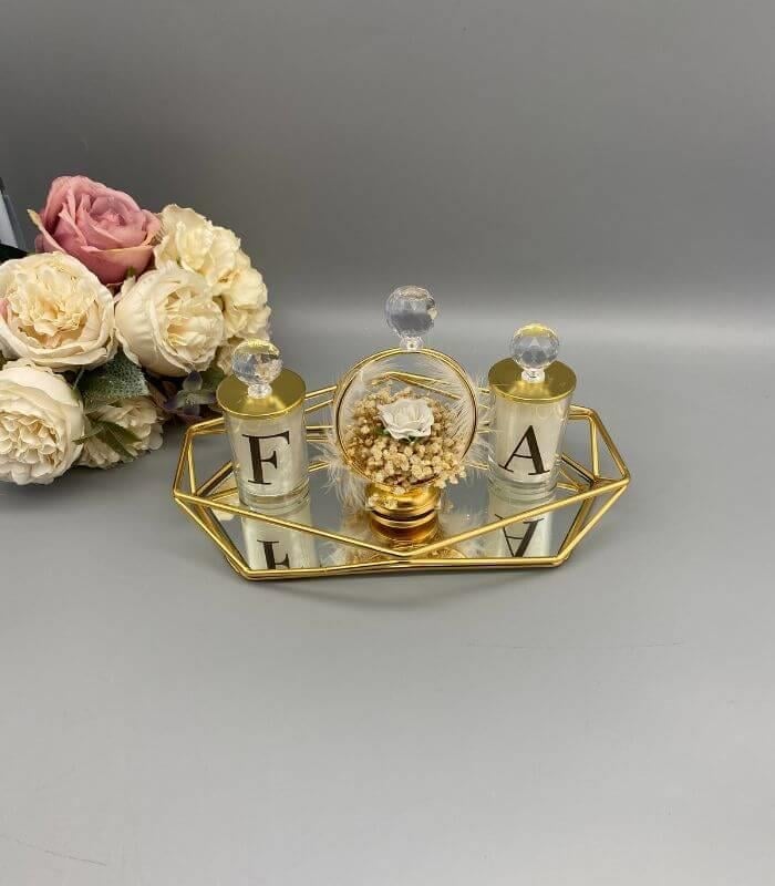 Prizma Söz Nişan Tepsisi ve Harfli Mumlar