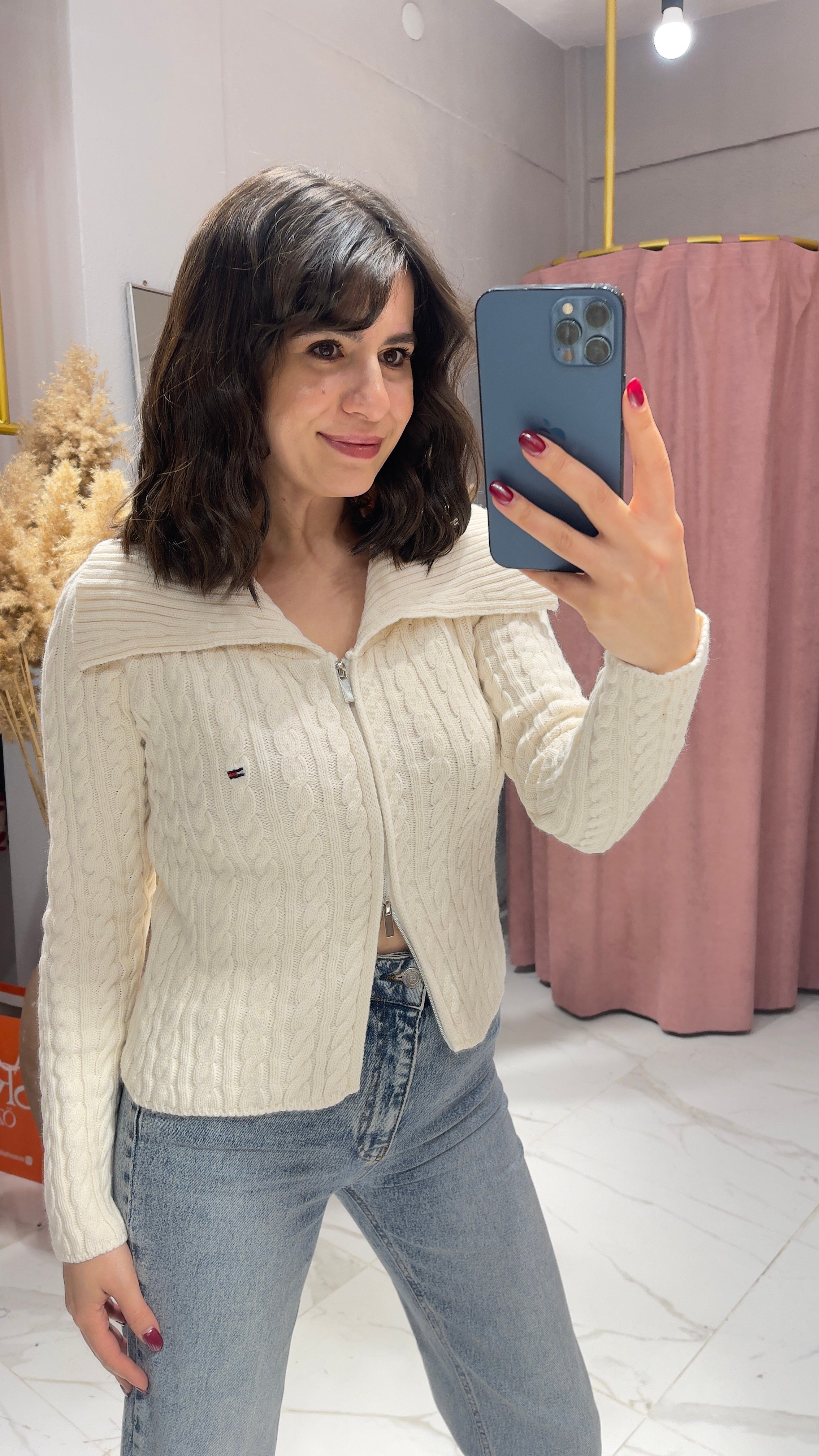 TMMY SAÇ ÖRGÜ MODEL TRİKO HIRKA-KREM