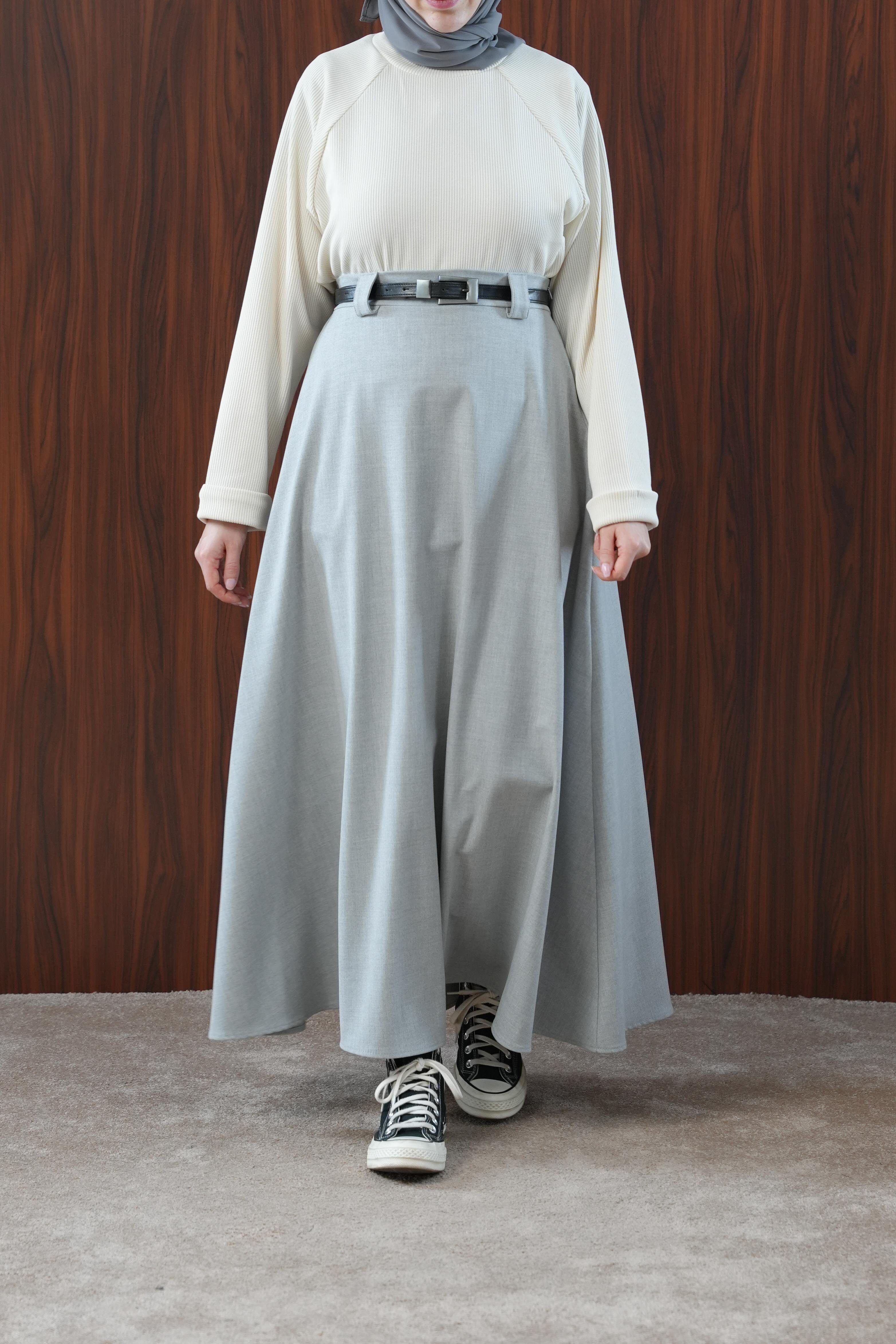 Ande Tesettür, Basic Kloş Etek, Basic Kloş Etek - Gri