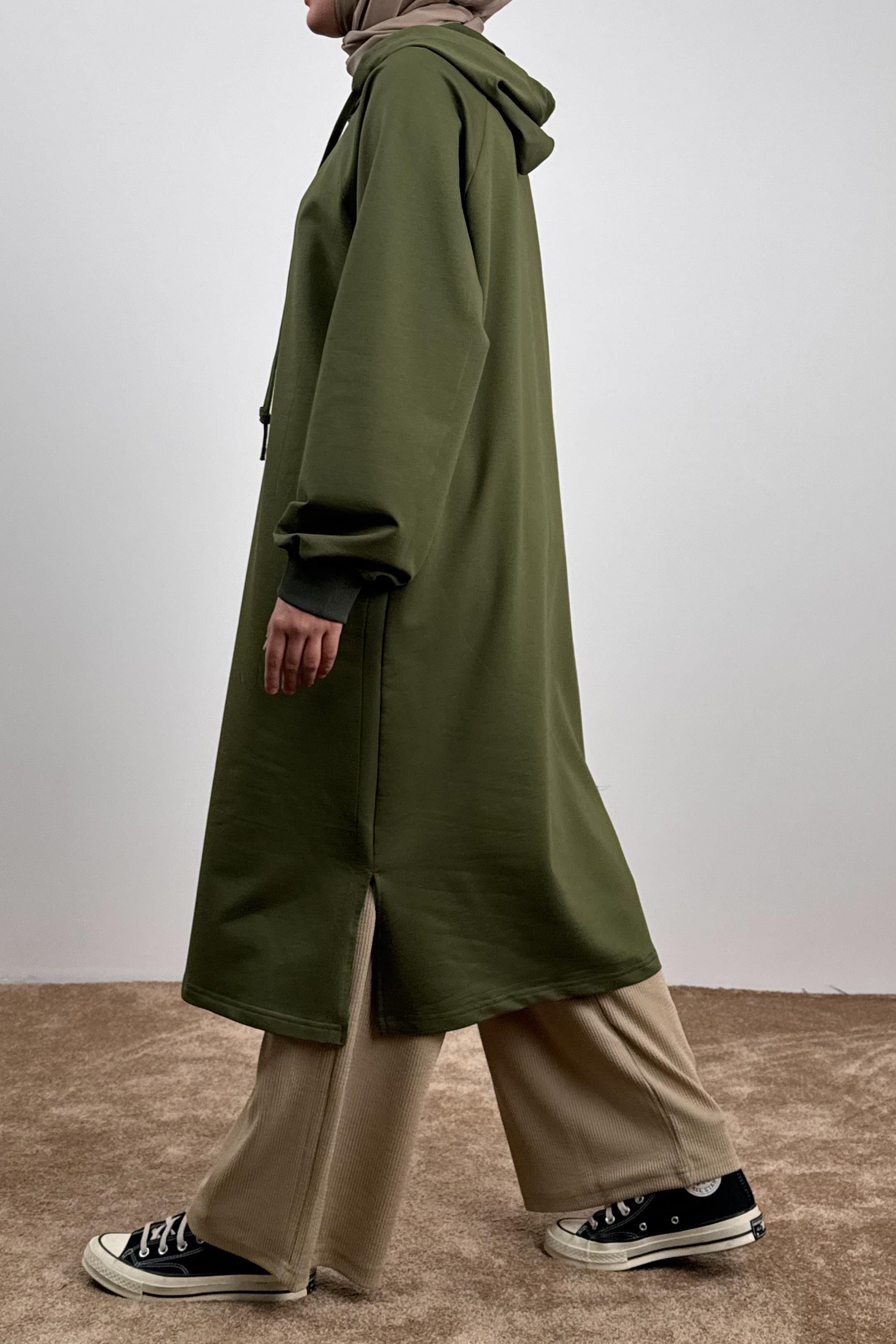 Ande Tesettür, Classic Uzun Tunik, Classic Uzun Tunik - Haki yeşil