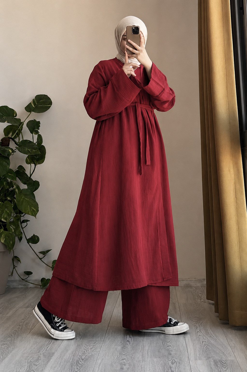 Ande Tesettür, Kimono Takım, Kimono Takım - Kırmızı