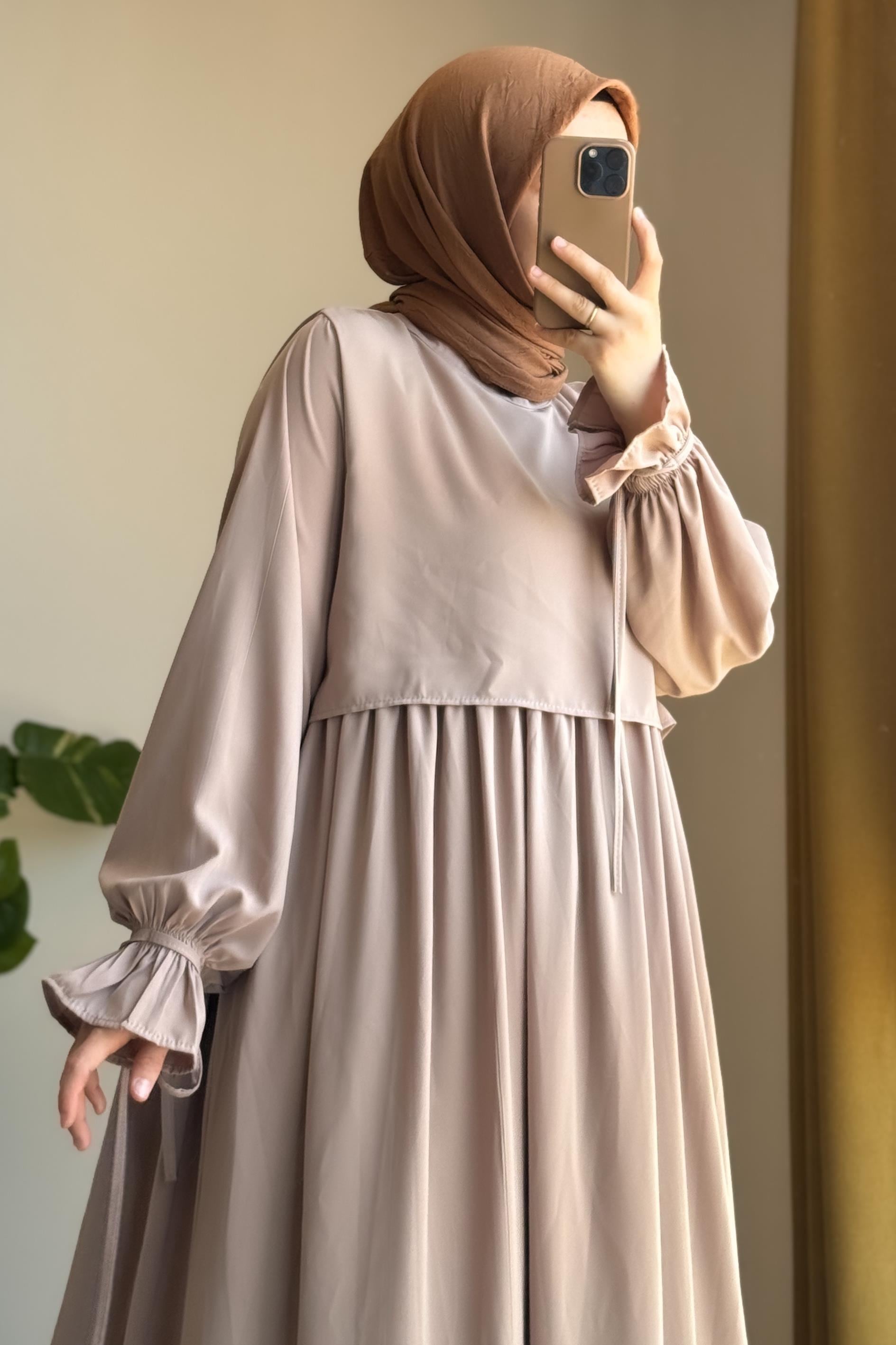 ANDE TESETTÜR, Manolya Elbise, Manolya Elbise- Bej