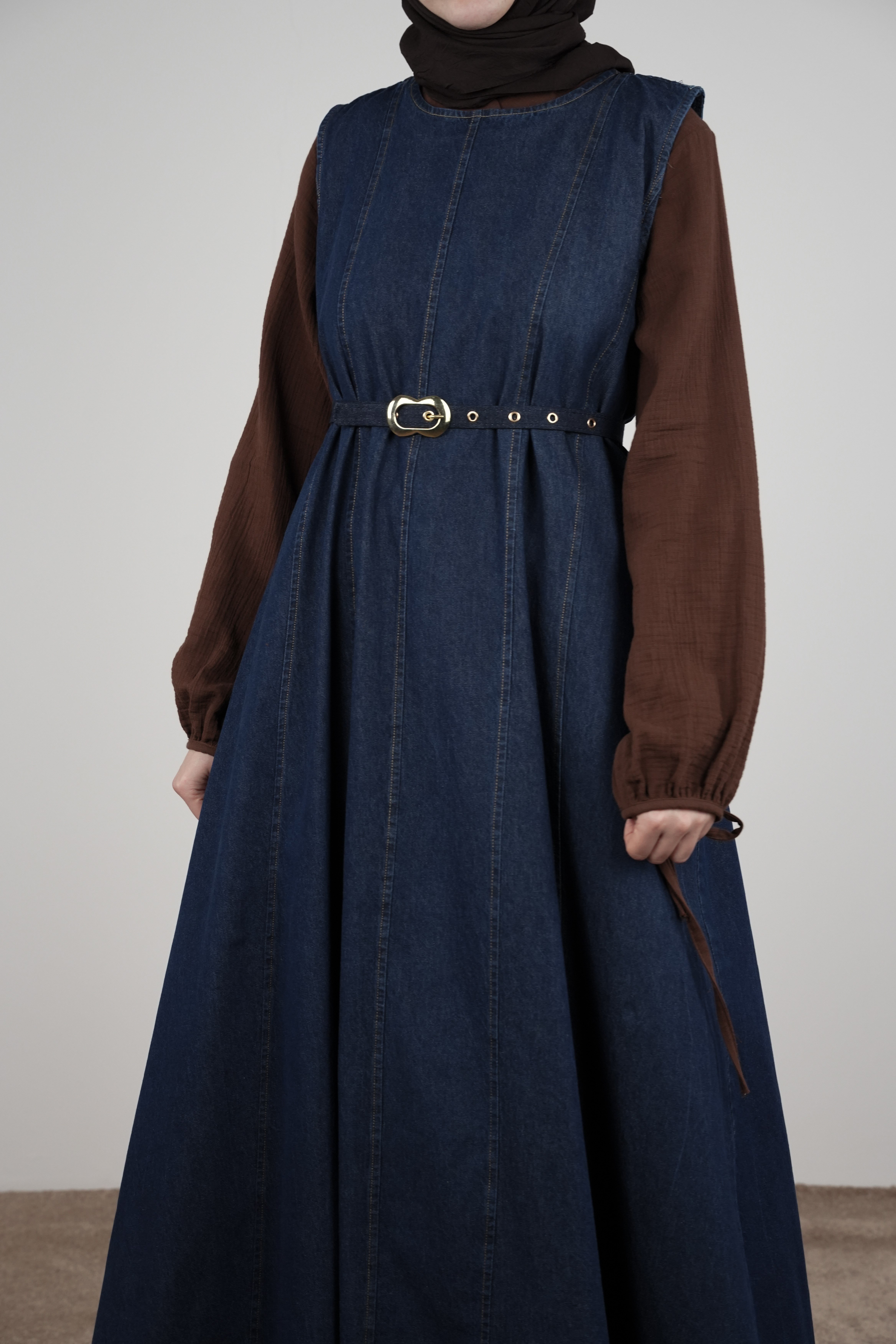 Ande Tesettür, Parçalı Denim Jile, Parçalı Denim Jile - Kot mavi