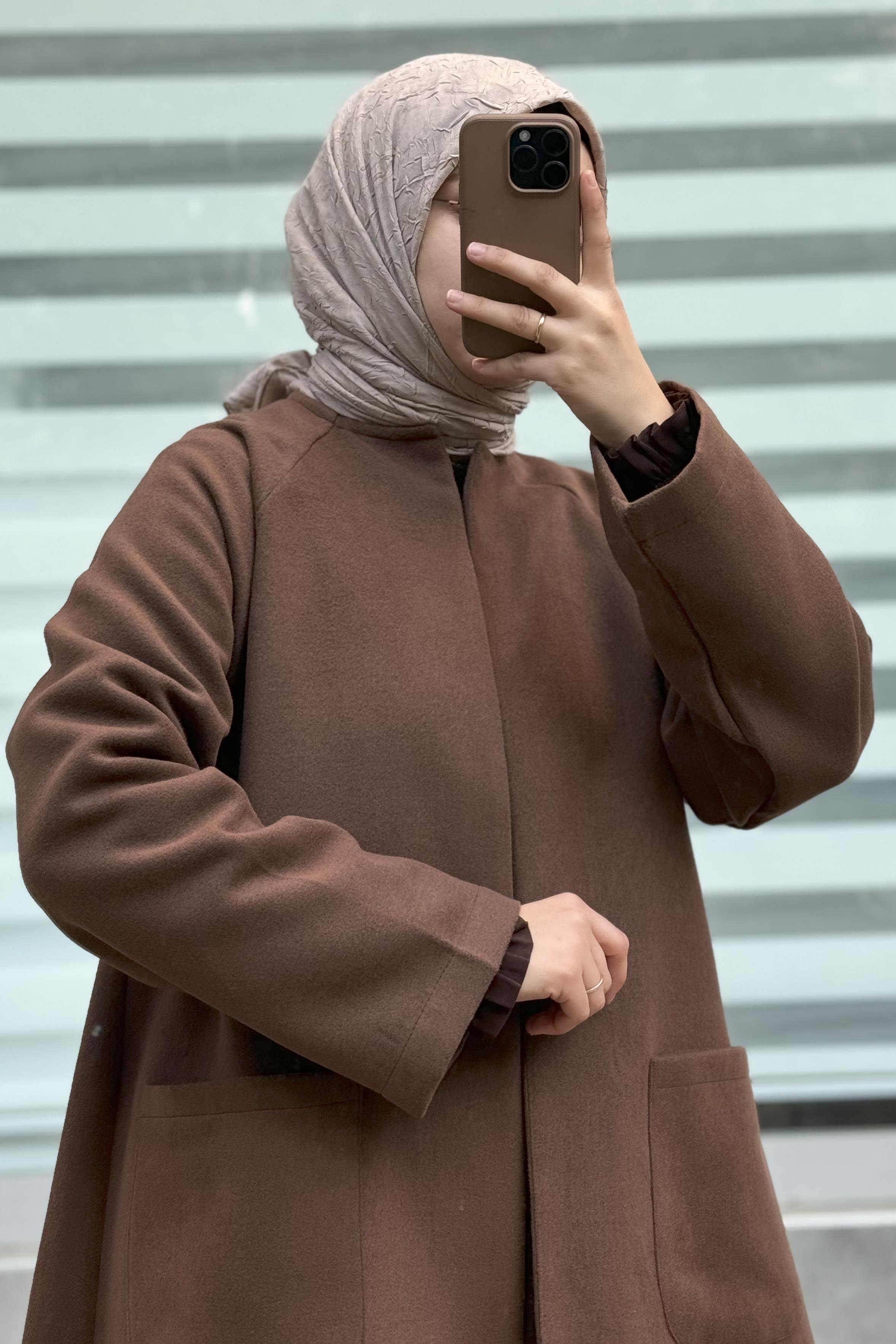 ANDE TESETTÜR, Torba Cep Kaşe Hırka, Torba Cep Kaşe Hırka - Kahve