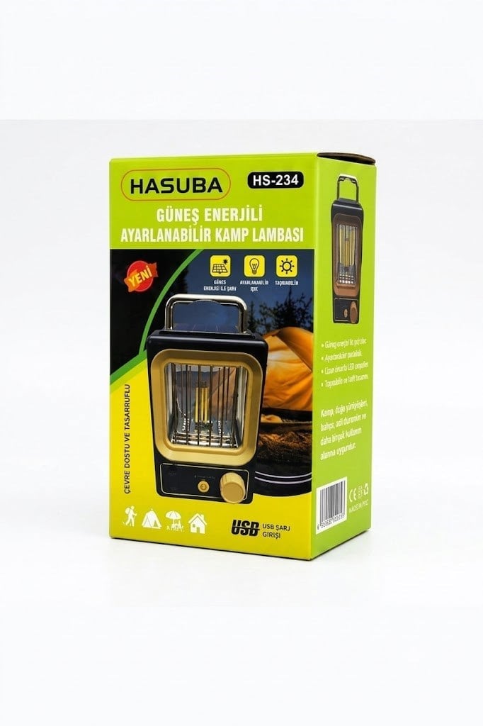 Çadır Dünyası 3 Aydınlatma Modlu Güneş Panelli Şarjlı Retro Kamp Lambası USB Çıkış Portlu LED Fener