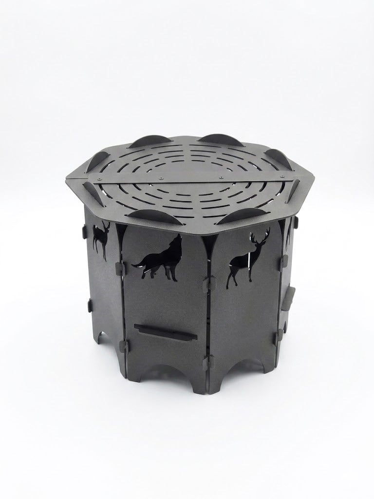 Çadır Dünyası Arena Izgaralı Ateş Çukuru - 1.5 mm Kalın Çelik Saç Kamp Ateşi Kovası, 40 cm Çap, 30 cm Yükseklik Taşınabilir Bahçe Barbekü Mangalı