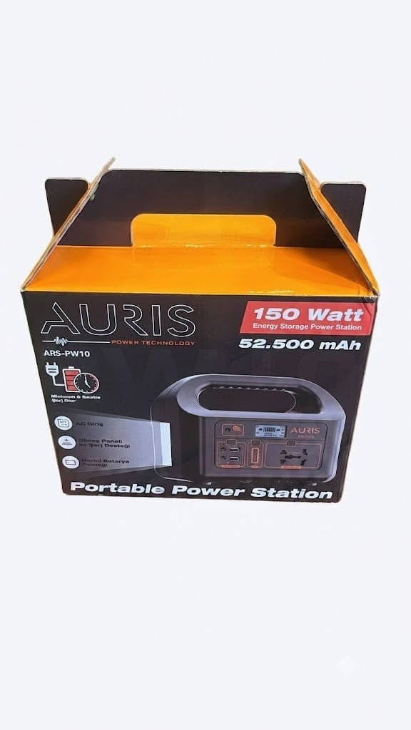 Çadır Dünyası Auris ARS-PW10 150W 52.500 mAh Taşınabilir Power Station AC Priz Çıkışlı Solar Şarjlı Güç Kaynağı