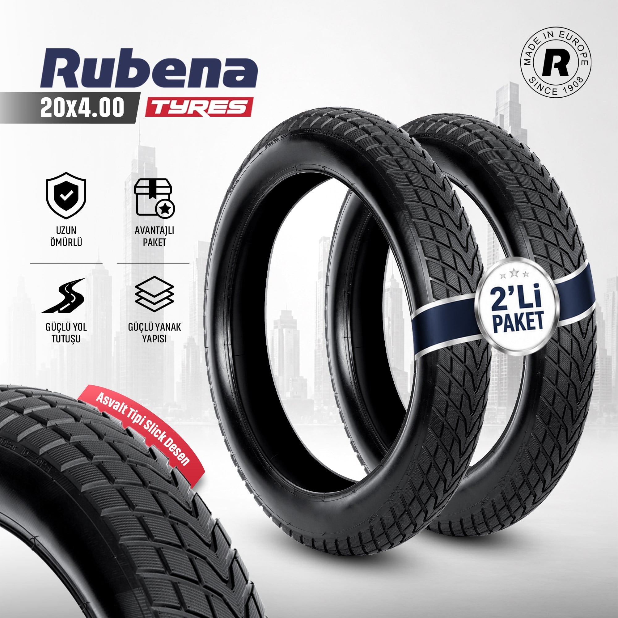 Rubena 20X4.00 Dış Lastik Road 100-406 R29 - 2 li Set
